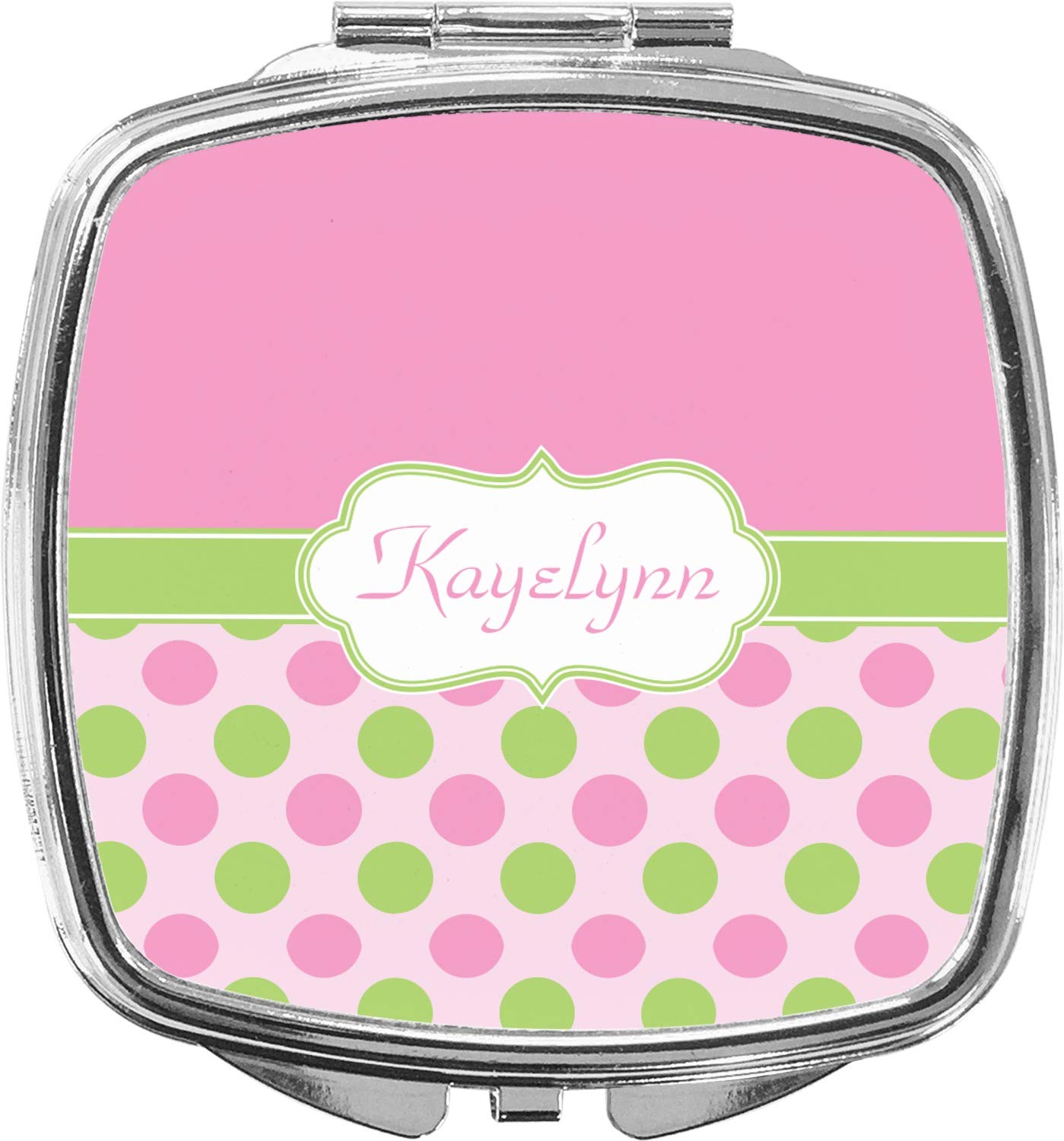 YouCustomizeIt Pink & Green Dots Compact Makeup Mirror (Personalized)