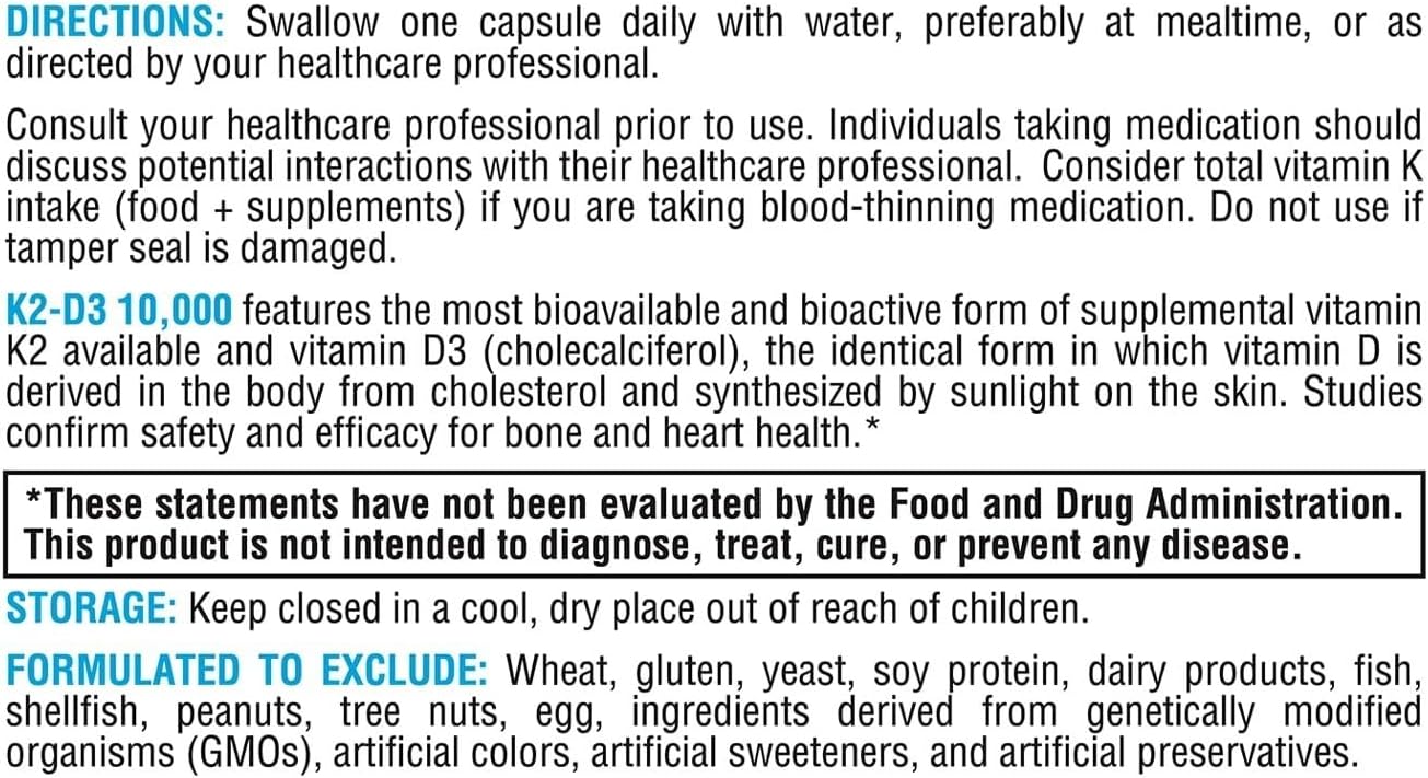 XYMOGEN K2-D3 10000 - Vitamin D3 K2 - Bioavailable Vitamin D 10,000 IU (Cholecalciferol) with MK-7 - Heart, Arterial, Bone Health + Immune Support Supplement (60 Capsules) - Image 3