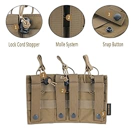 EXCELLENT ELITE SPANKER Open-Top Single/Double/Triple Molle Mag Pouchs for M4 for AK AR Elastic Rifle Magazines for Pistol Mag Pouch (Coyote Brown)