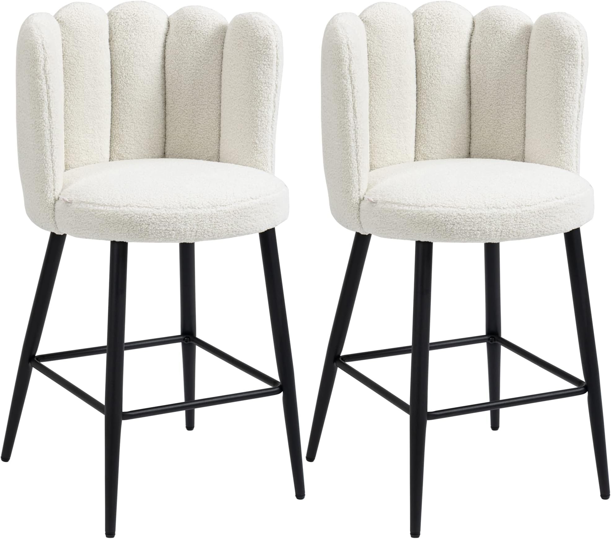 Modern Bar Stools Set of 2, Faux Cashmere Upholstered Counter