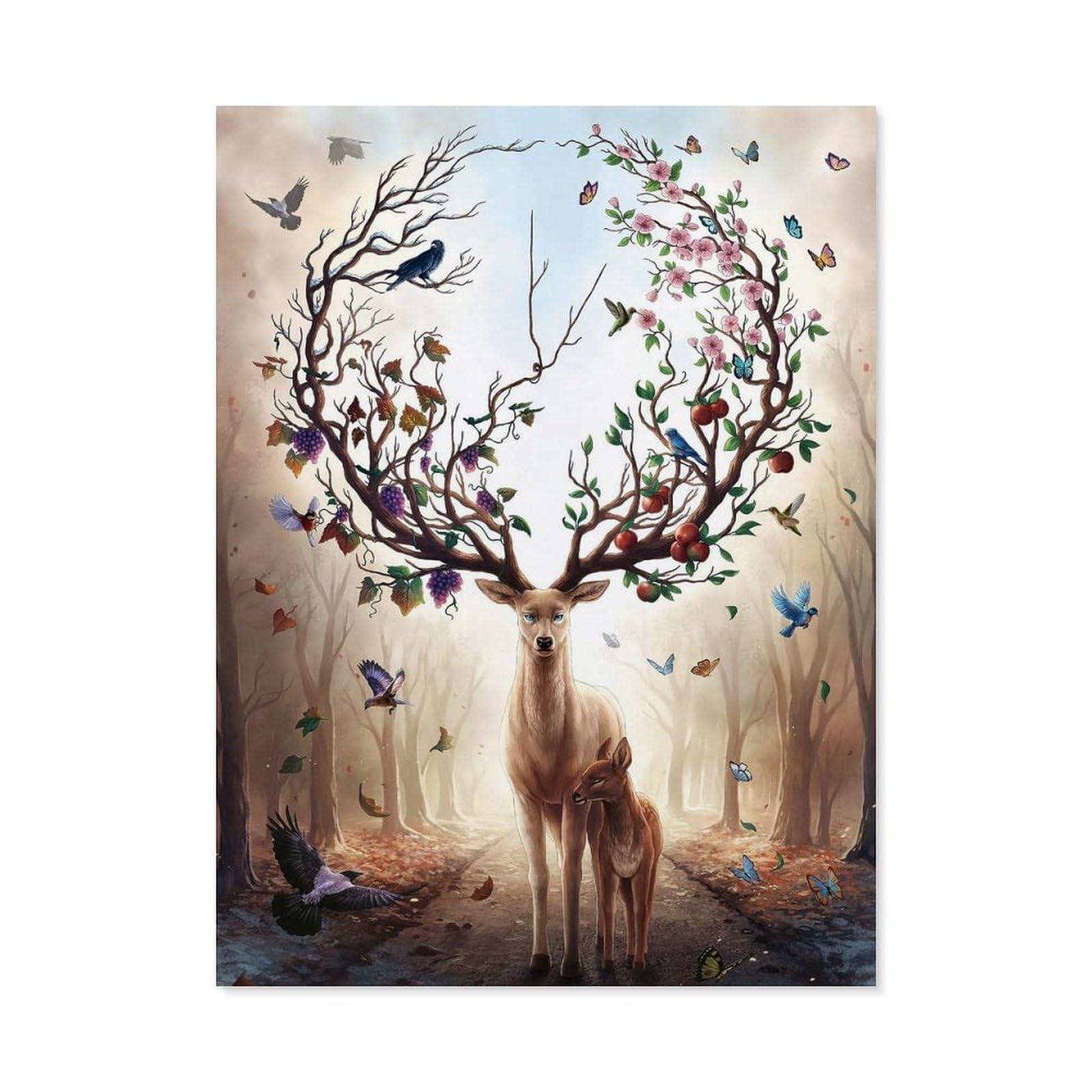 GSBRSNTS DIY Paint by Numbers for Adults Canvas,Magical Deer,DIY Oil Painting, Pictures Drawing Paintwork with Paintbrushes Decoration Gift(20x30cm-A7 — image 1