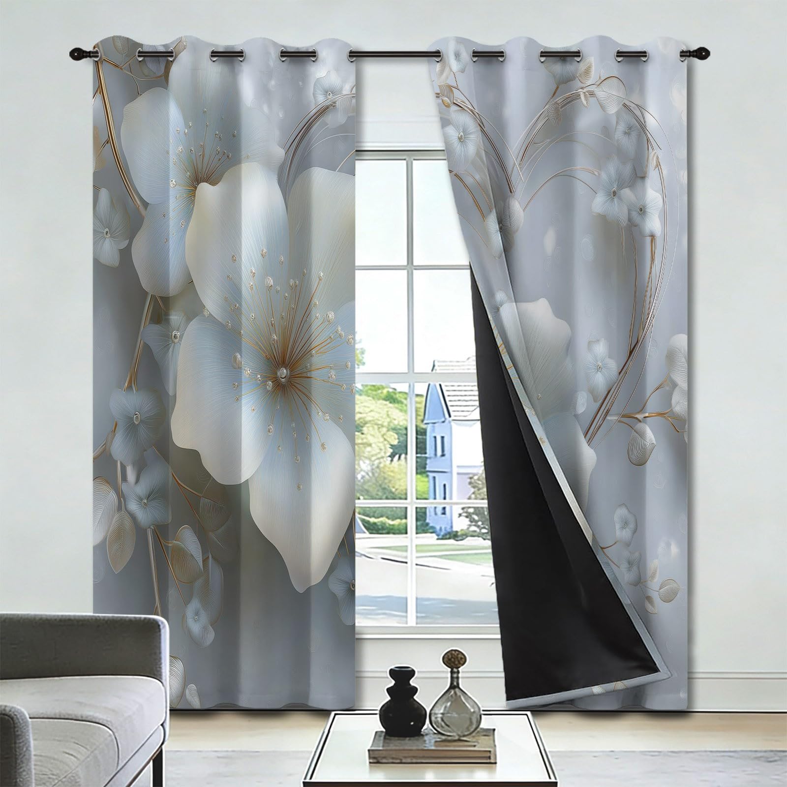 Rideau Occultant Surréaliste Chambre Salon, Lot de 2 (140L x 160H cm)