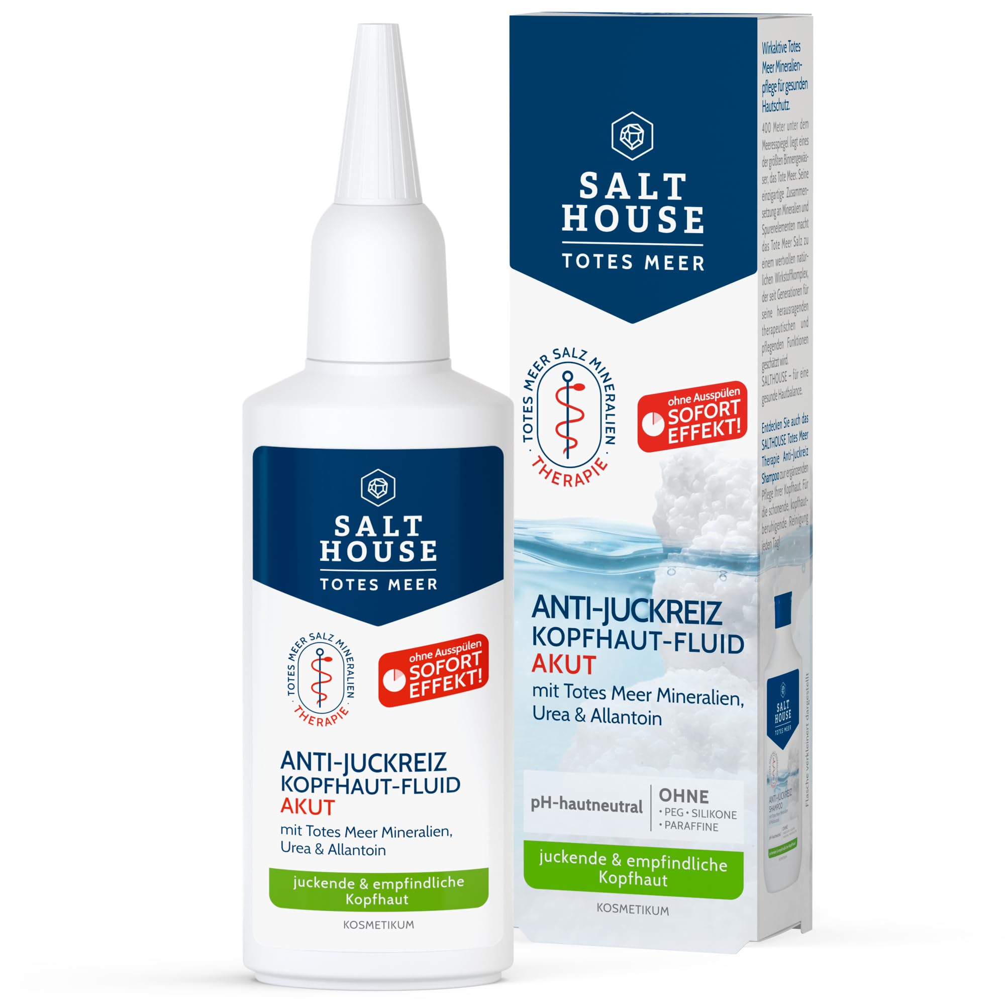 Salthouse Totes Meer Therapie Anti-Juckreiz Kopfhaut-Fluid Akut, beruhigende Leave-on-Pflege ohne Ausspülen, mit Panthenol & Niacinamid, bei Kopfhautjucken, vegan 75ml