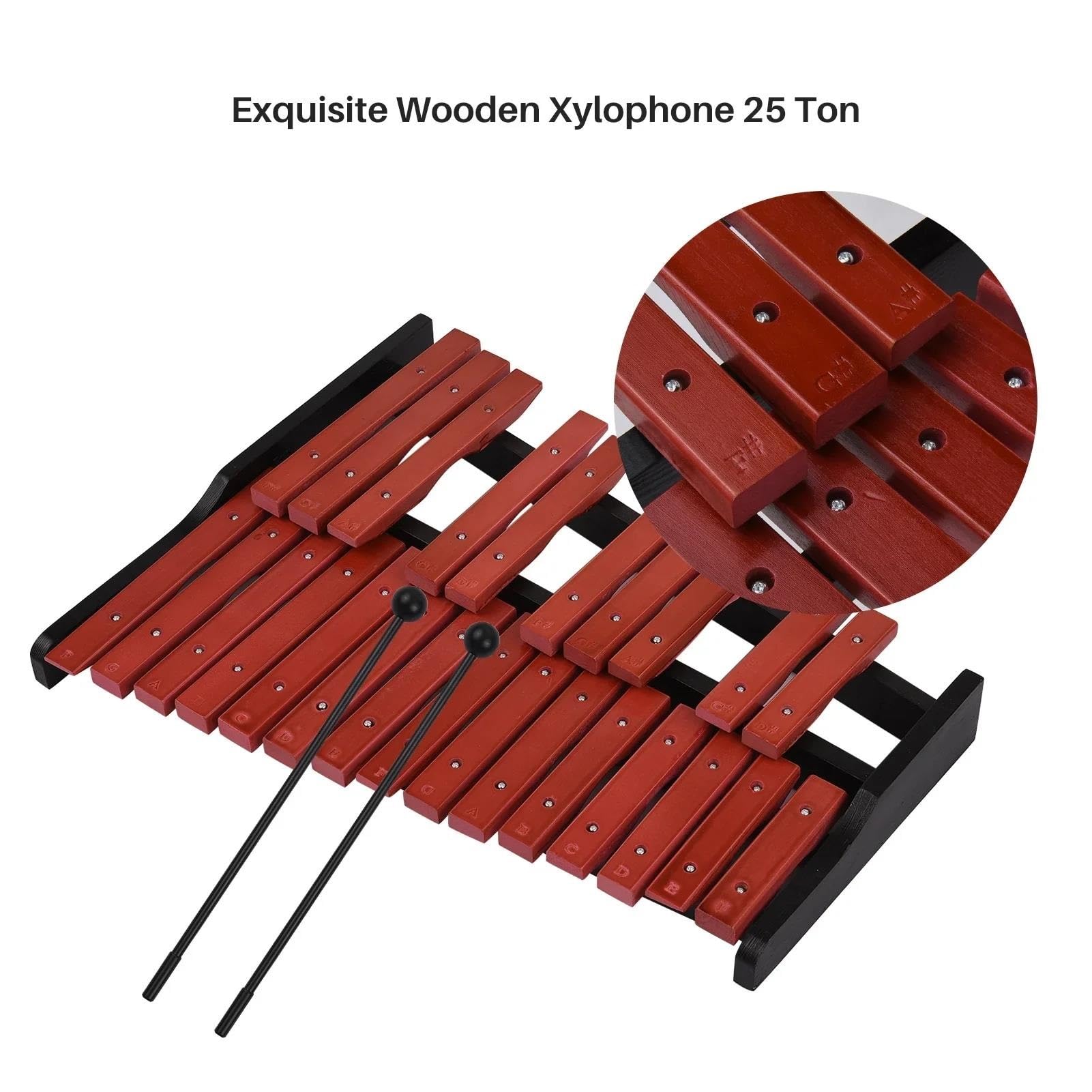 Instrumento De Percusión Plegable Xilófono Glockenspiel De Madera De 25 Notas Con 2 Mazos