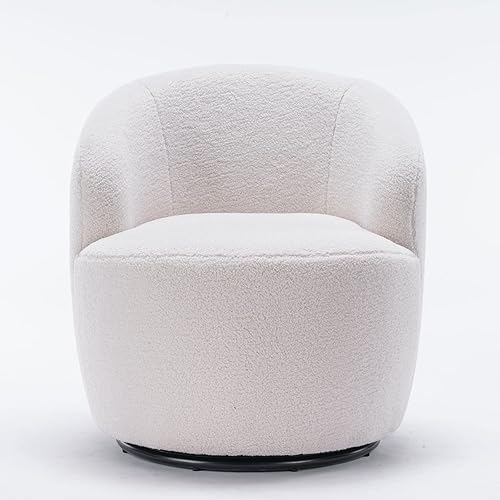 Miniatura 83 de HomVent Silla giratoria con tapizado de peluche, silla redonda con base de metal, sillón giratorio de 360 grados, sillón tapizado para ocio, sala de