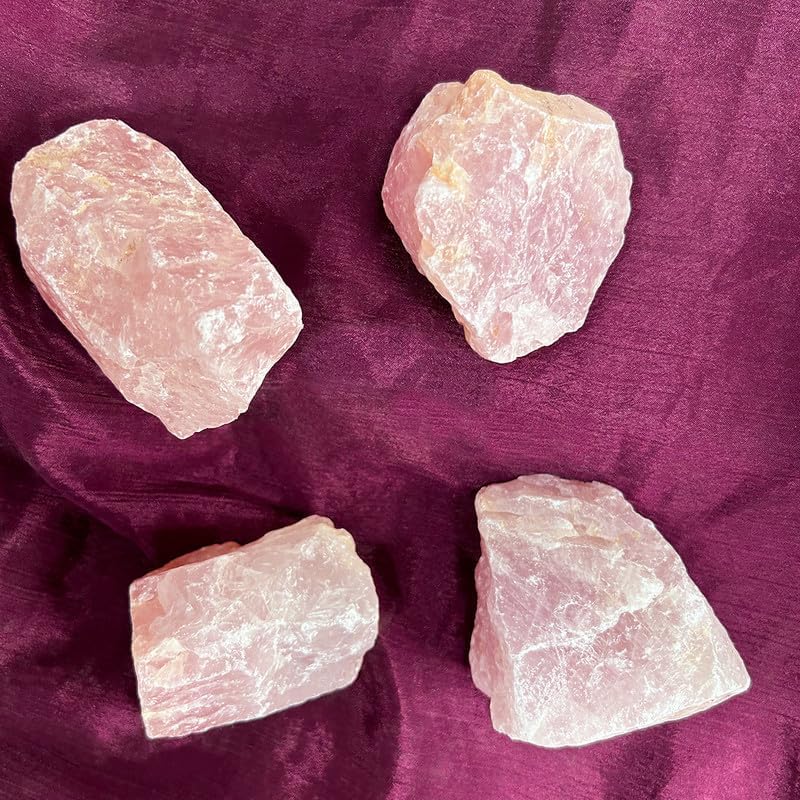 Image of Rose Quartz Raw (500 Gm) Healing Gemstone | Crystals For Reiki & Vastu Items |Stone for Emotional Healing & Self Love (3-4 Pcs)