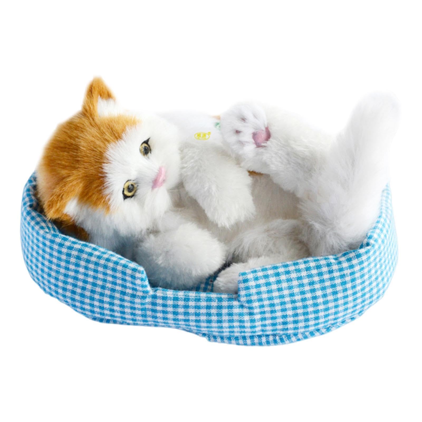 Simulazione Bellissimo Gatto Che Gatti Giocattolo Gatti Che Dormono su Tappetino Regalo Mini Versatile in Tappetino per Animali Decorazi, Testa Orange Cat