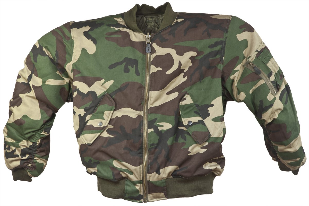 Amazon | MIL-TEC MA1 US フライトジャケット カモ柄 WOODLAND 迷彩