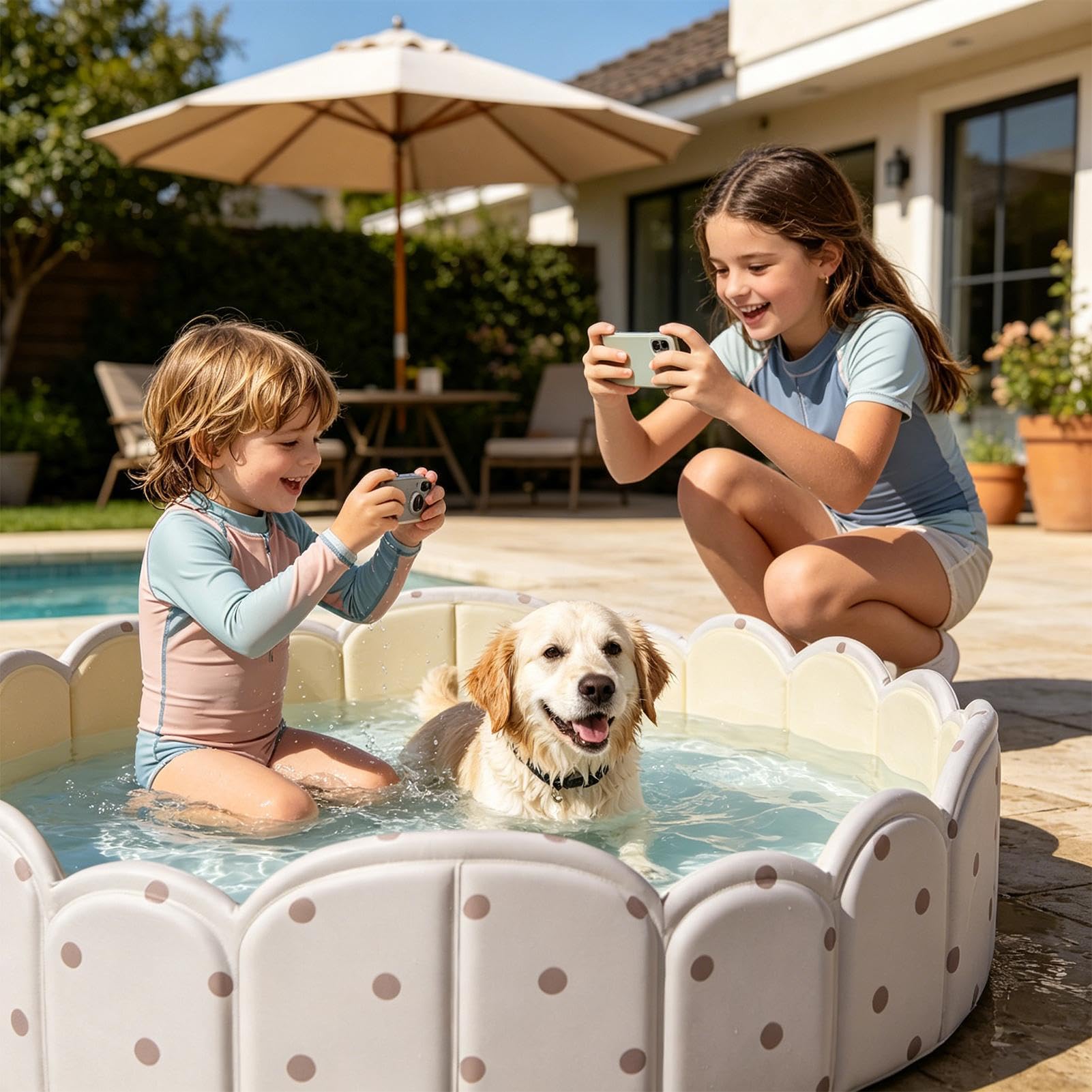 Faltbarer Hundepool - PVC Haustierpool 120 cm Ohne Aufblasen
