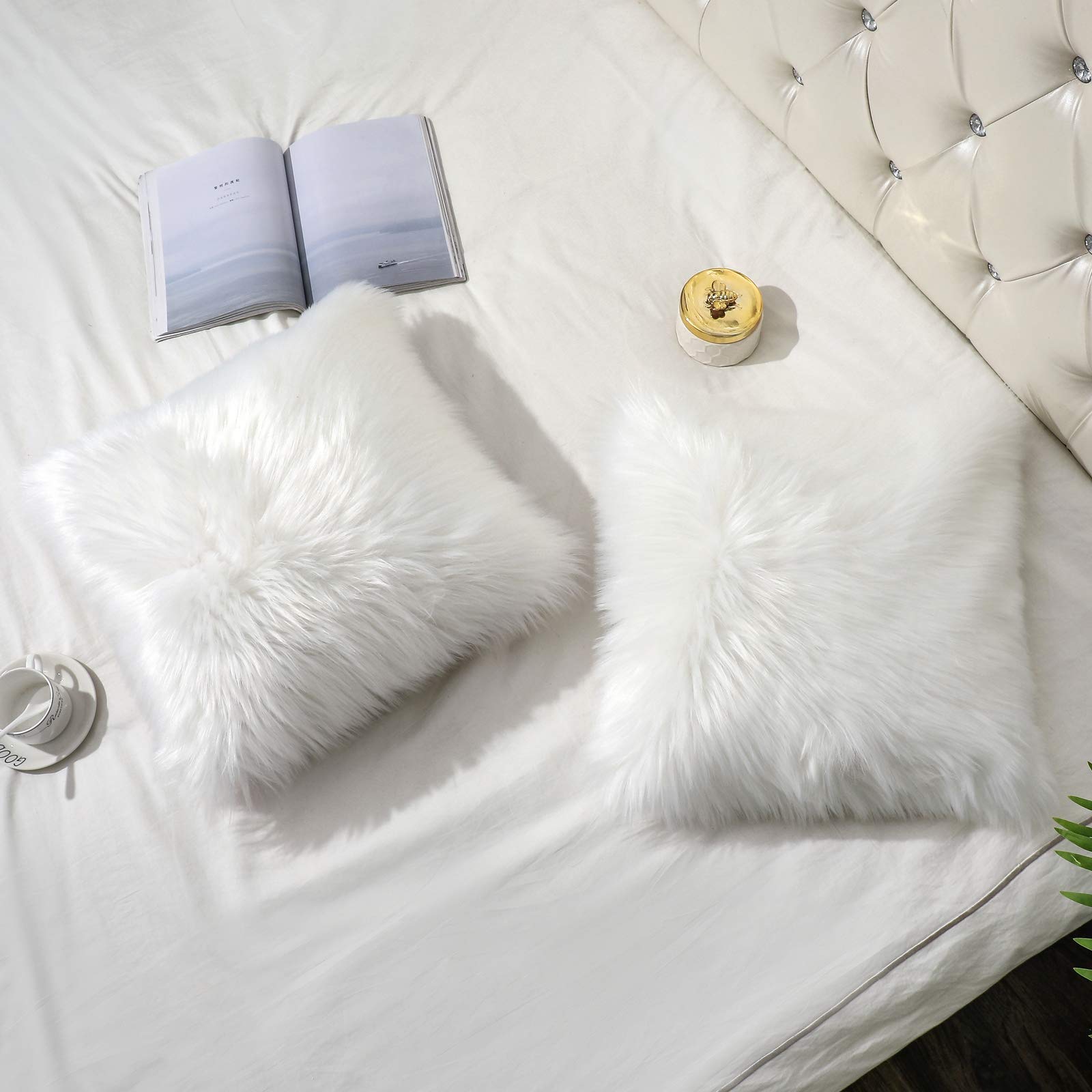 OYIMUA Federe Cuscino 45x45 Cm In Ciniglia Verde Scuro - Set Da 2 - Morbide E Di Tendenza Per Divano E Letto - 5