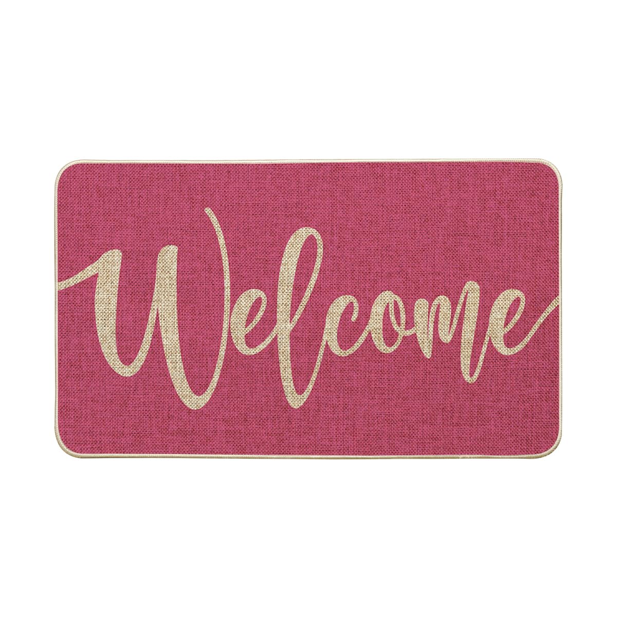 Artoid Mode Pink Welcome Spring Doormat, Summer Home Decor Low-Profile Switch Rug Door Mat Floor Mat for Indoor Outdoor 17x29 Inch