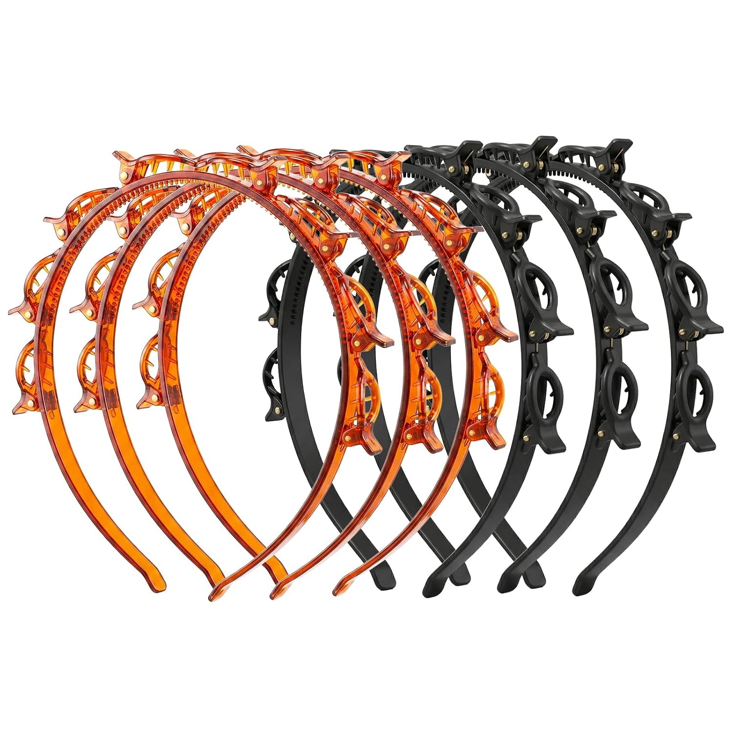 6 Pcs Braided Bangs Headband with Teeth Headband with Clips Headbands