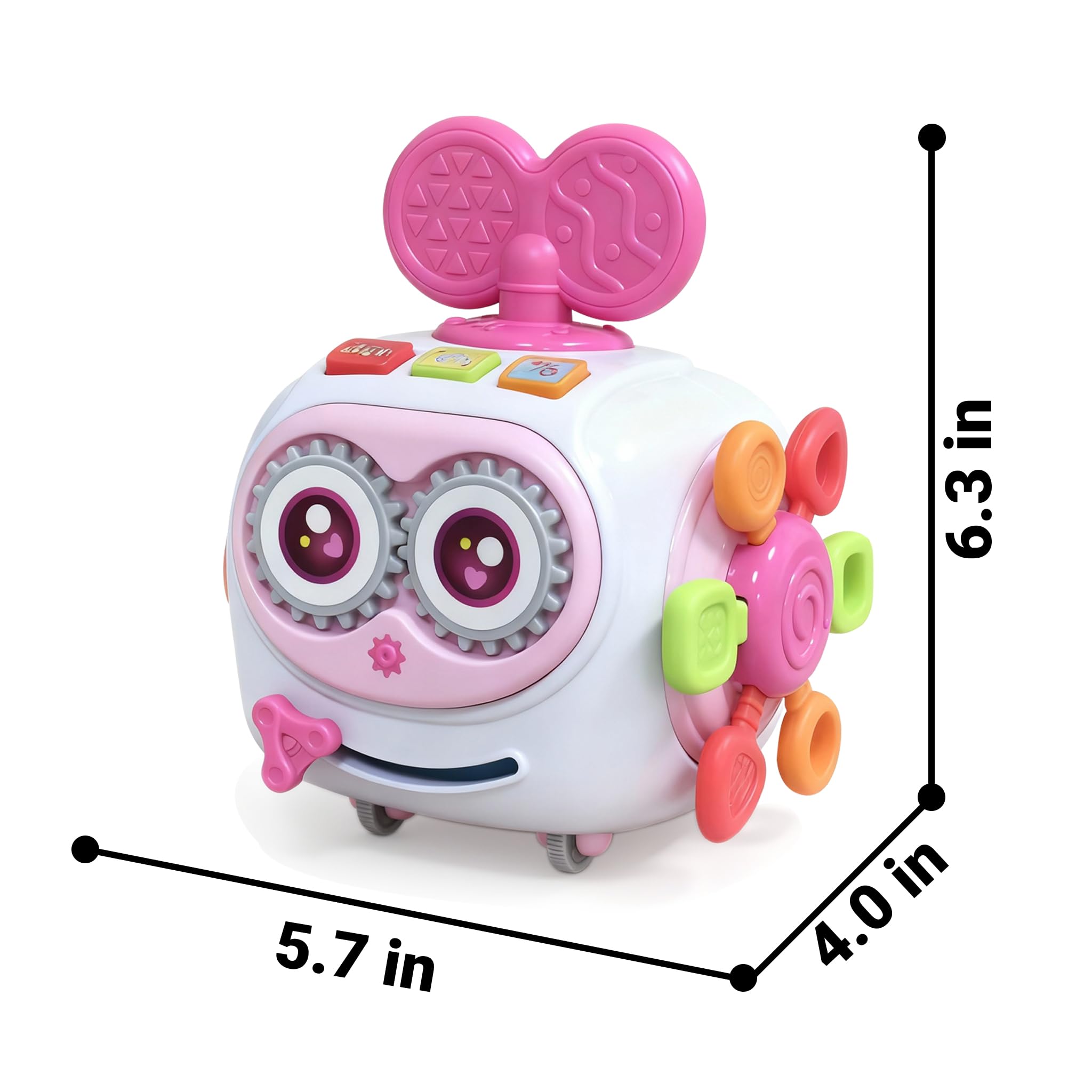Toys for 1+ Year Old Girl, Musical Busy Cube for Toddlers 1-3 year old, Montessori 6-in-1 Activity Cube with Lights & Sounds, Wheels for Tummy Time & Crawling Training, Birthday Gifts for Baby Girl