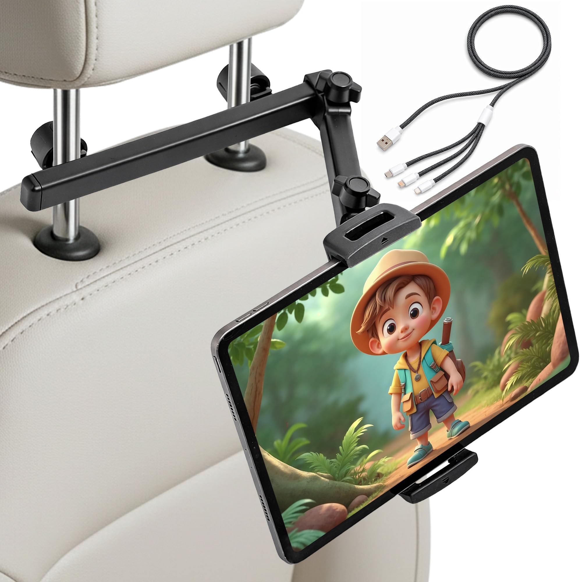 Soporte tablet coche MONVIX con brazo extensible robusto y materiales premium 7