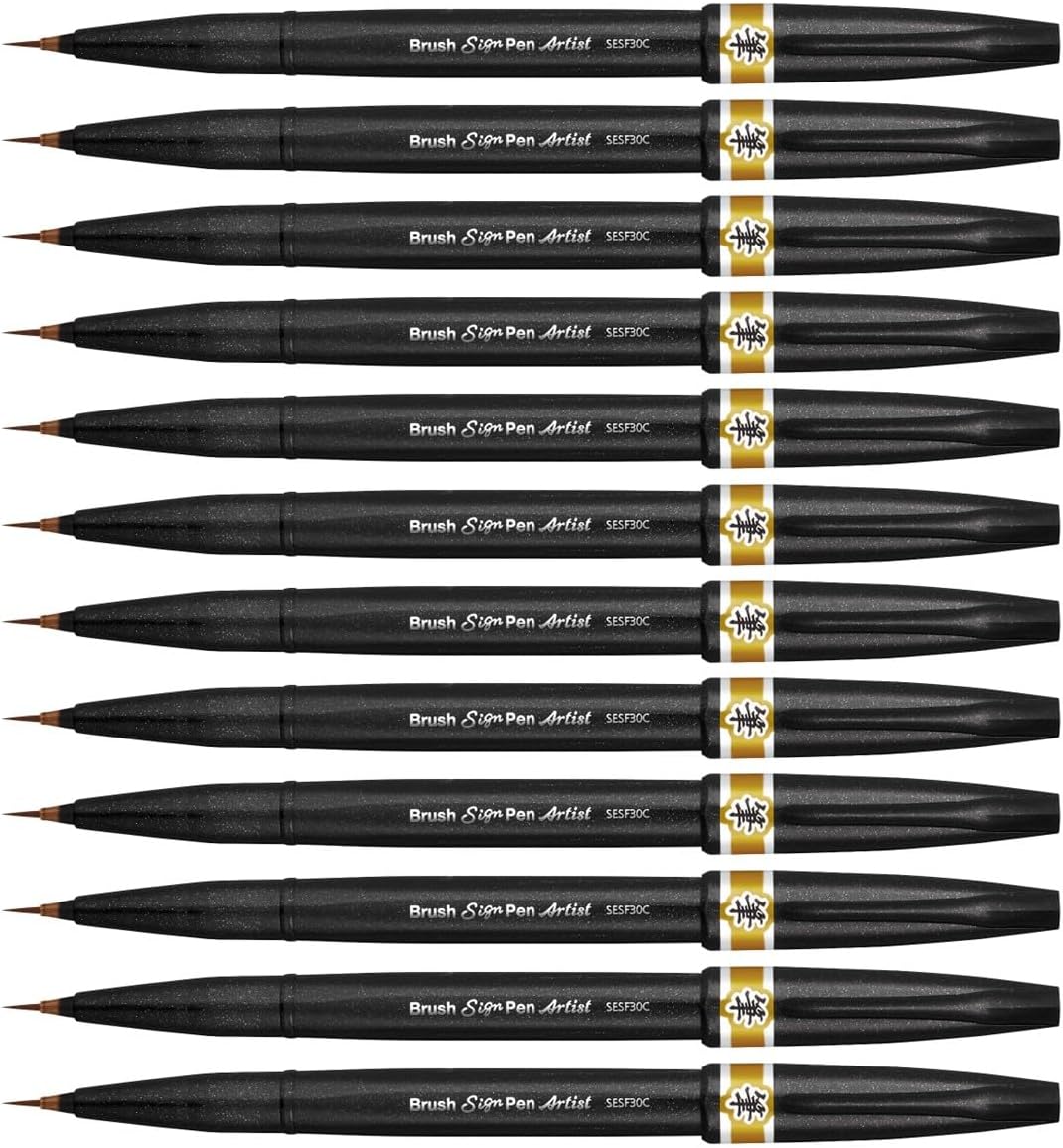 Pentel SESF30 °C YX Extra Fine Paint Brushes (Pack of 12) Dark Yellow