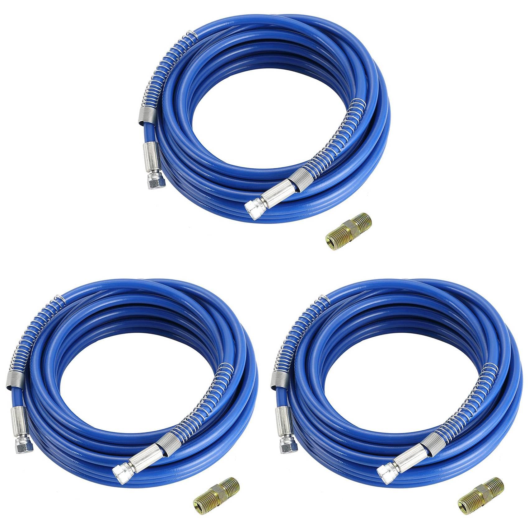 Ctrlzs Blue 3Pcs 1/4Inch Airless Paint Hose High Pressure Universal Paint Sprayer Flexible Fiber Tube 3300 Psi (25Ft, )