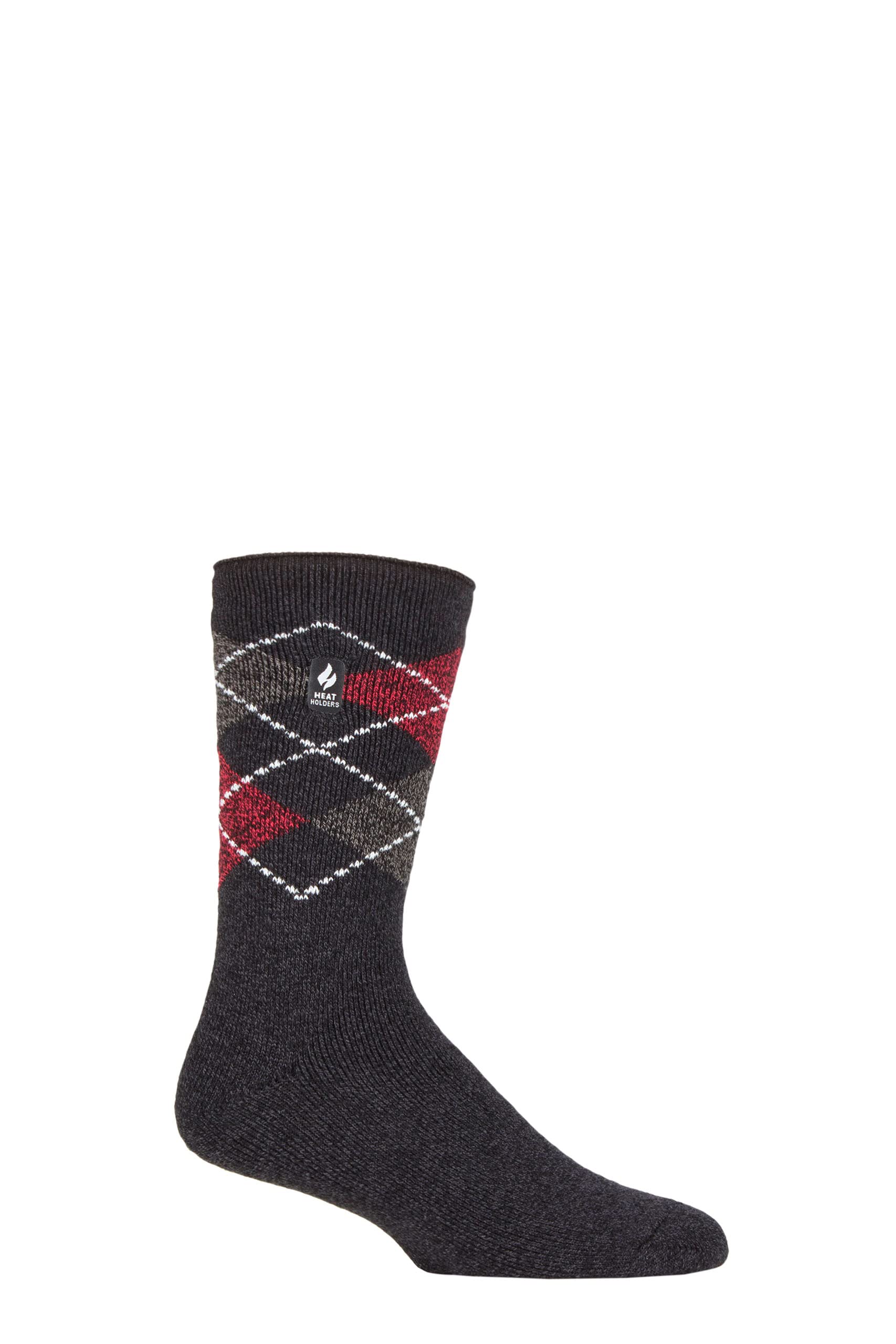Heat Holders Men's Lyon Argyle Charcoal Sockshop 1.6 Tog Lite Striped, Patterned & Argyle Socks Pack Of 1 6-11