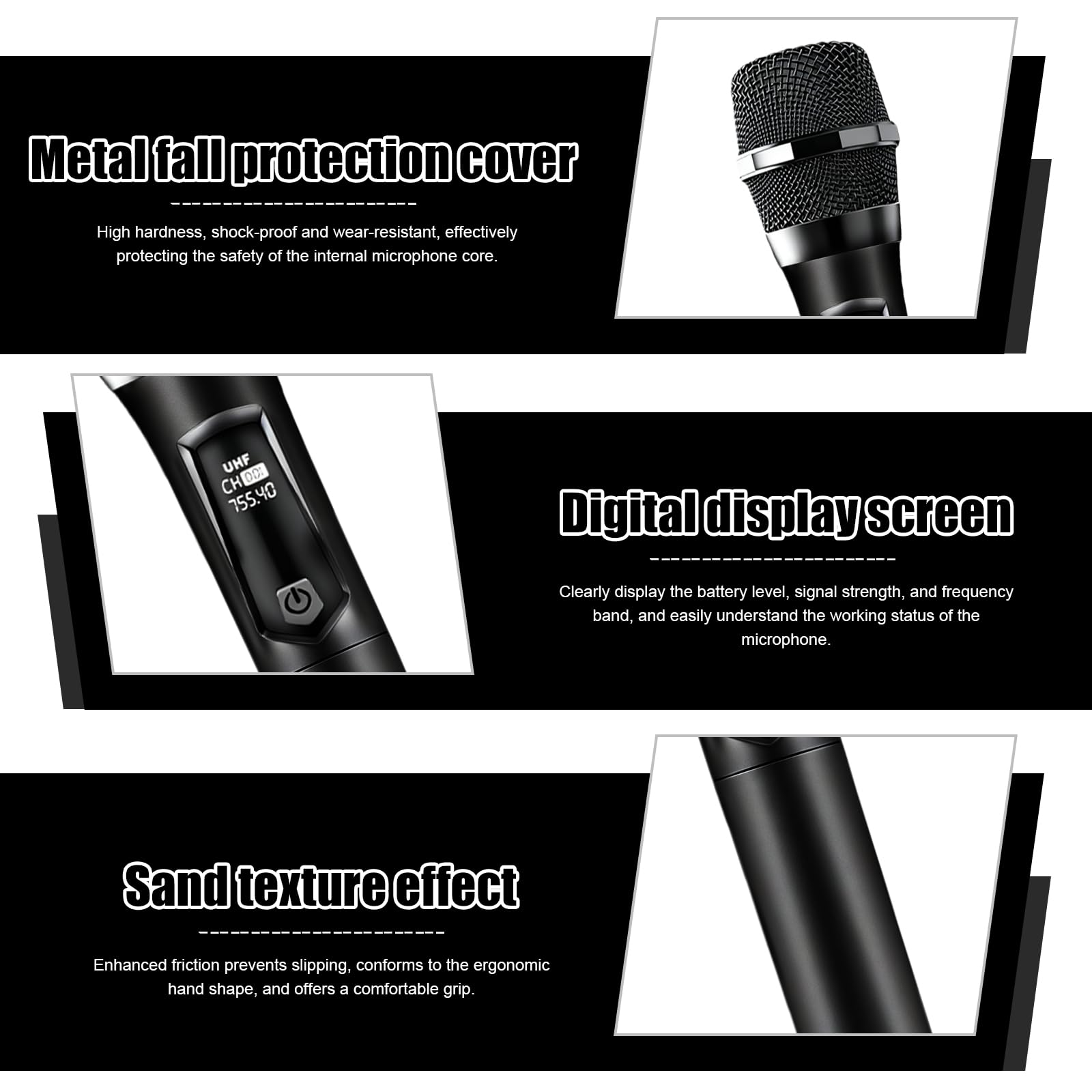 Microfono senza fili, microfono karaoke, doppio microfono senza fili, microfono wireless ricaricabile, per cantare karaoke, matrimonio, dj, festa, discorso, chiesa, lezioni