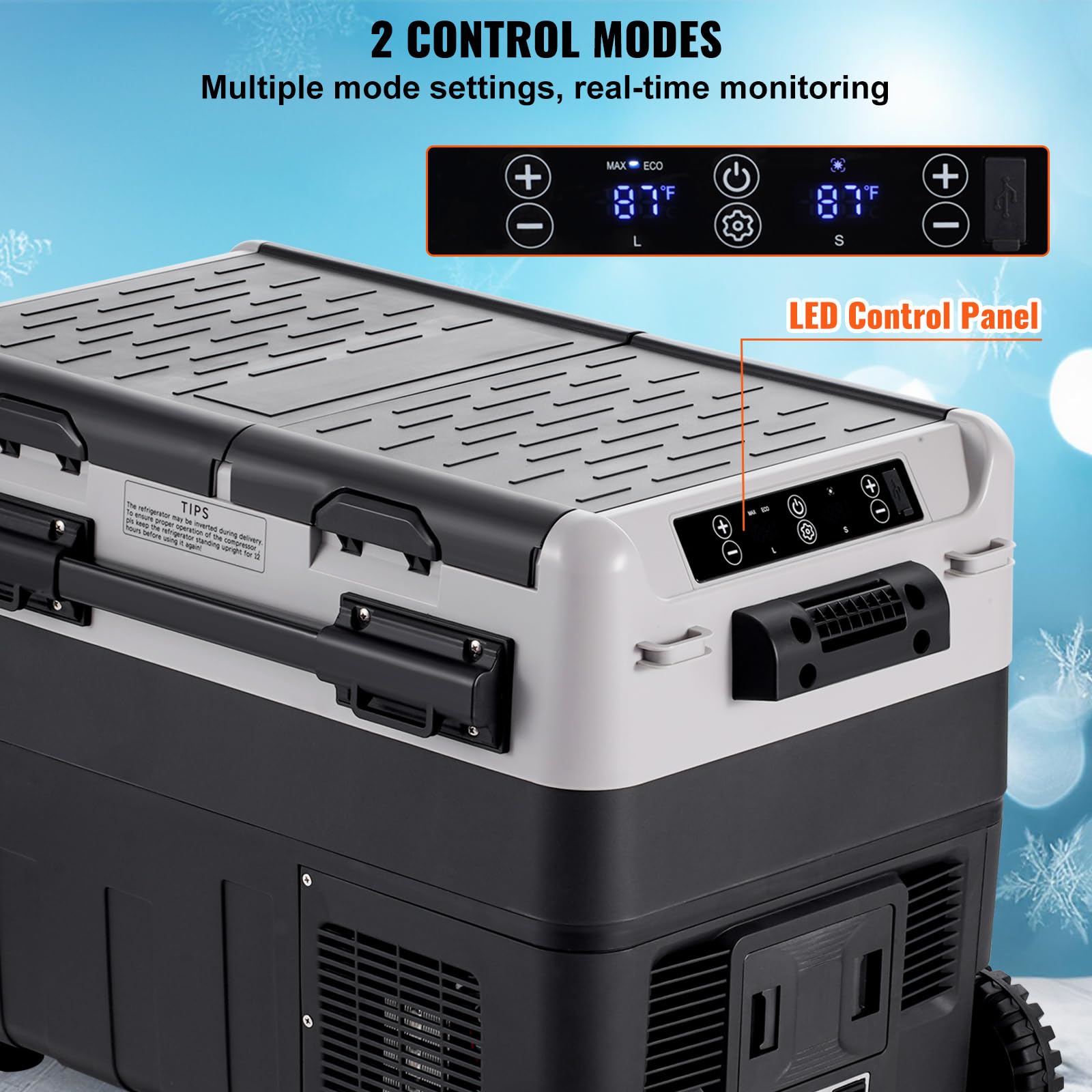 VEVOR Refrigerador Portátil para Automóvil, Doble Zona de 50 L Temperatura Ajustable de -20~20 ℃, Refrigerador con Compresor para el Hogar, Campamentos, Vehículos Recreativos, 708 x 440 x 551 mm