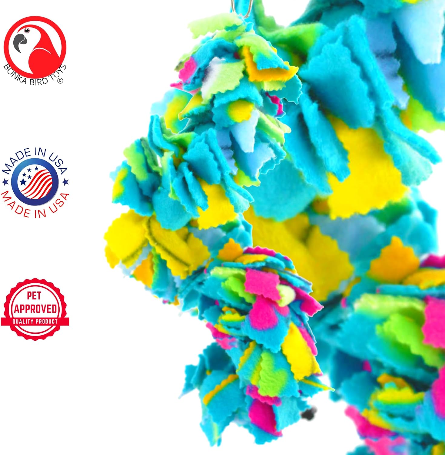 Bonka Bird Toys 1796 Twist Fluff Colorful Fleece Fluffy Cuddle Parrot Cockatoo African Grey Quaker