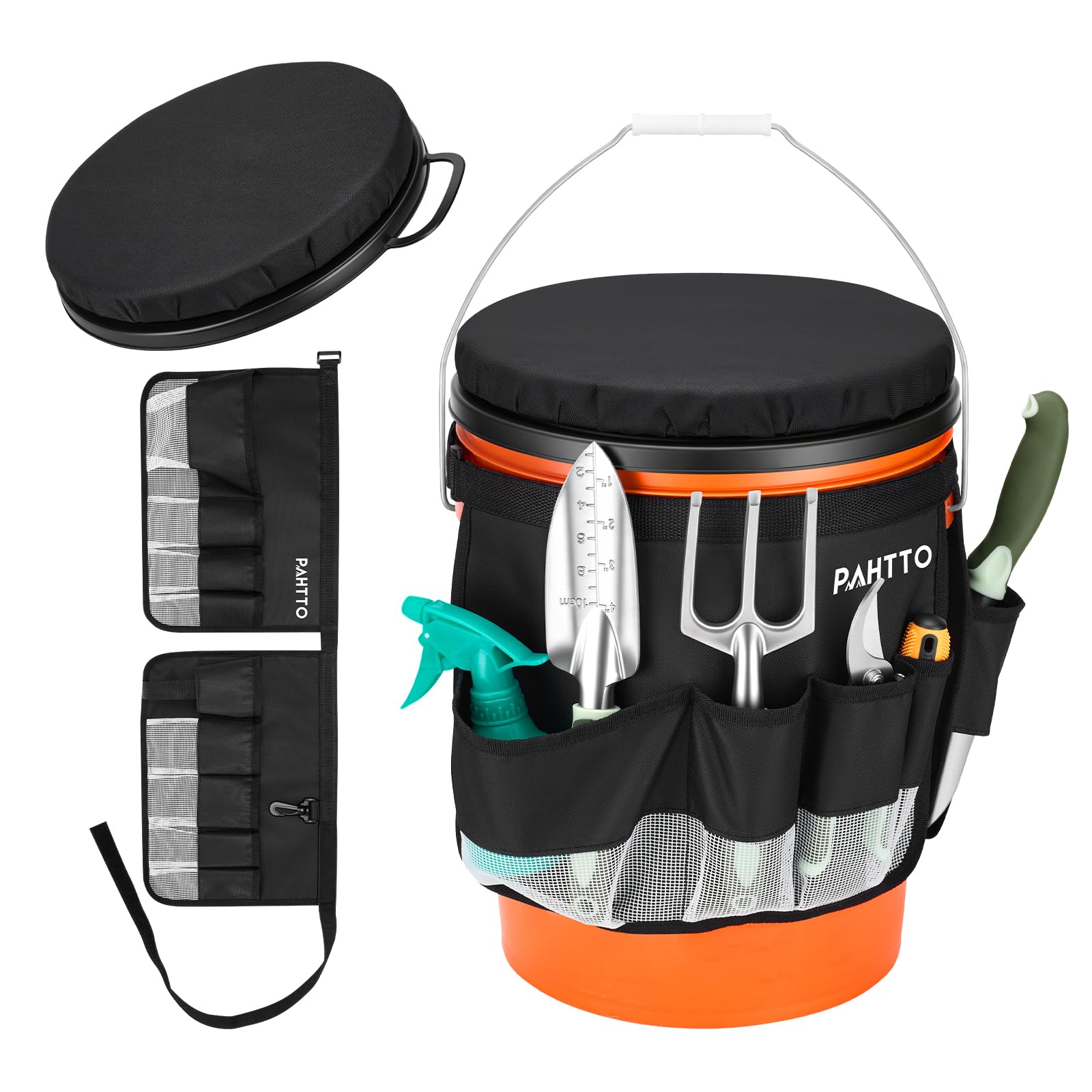 Photo 1 of 5 Gallon Bucket Seat with Tool Organizer Bag, Bucket Seat Lid & Tool Storage Caddy, Silent 360° Swivel Bucket Chair, Waterproof Comfortable Cushion for Camping, Fishing, Gardening, Yard Work, Hunting