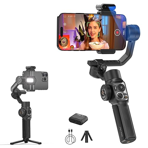 ZHIYUN Smooth 5S AI Combo 3-Axis Gimbal Stabilizer for iPhone 15 Pro Max & Android Smartphone Gimbal with AI Tracker, Built-in Fill Light, Tripod, Phone Stabilizer for Video Recording Vlog Filming - Smooth 5S AI Combo