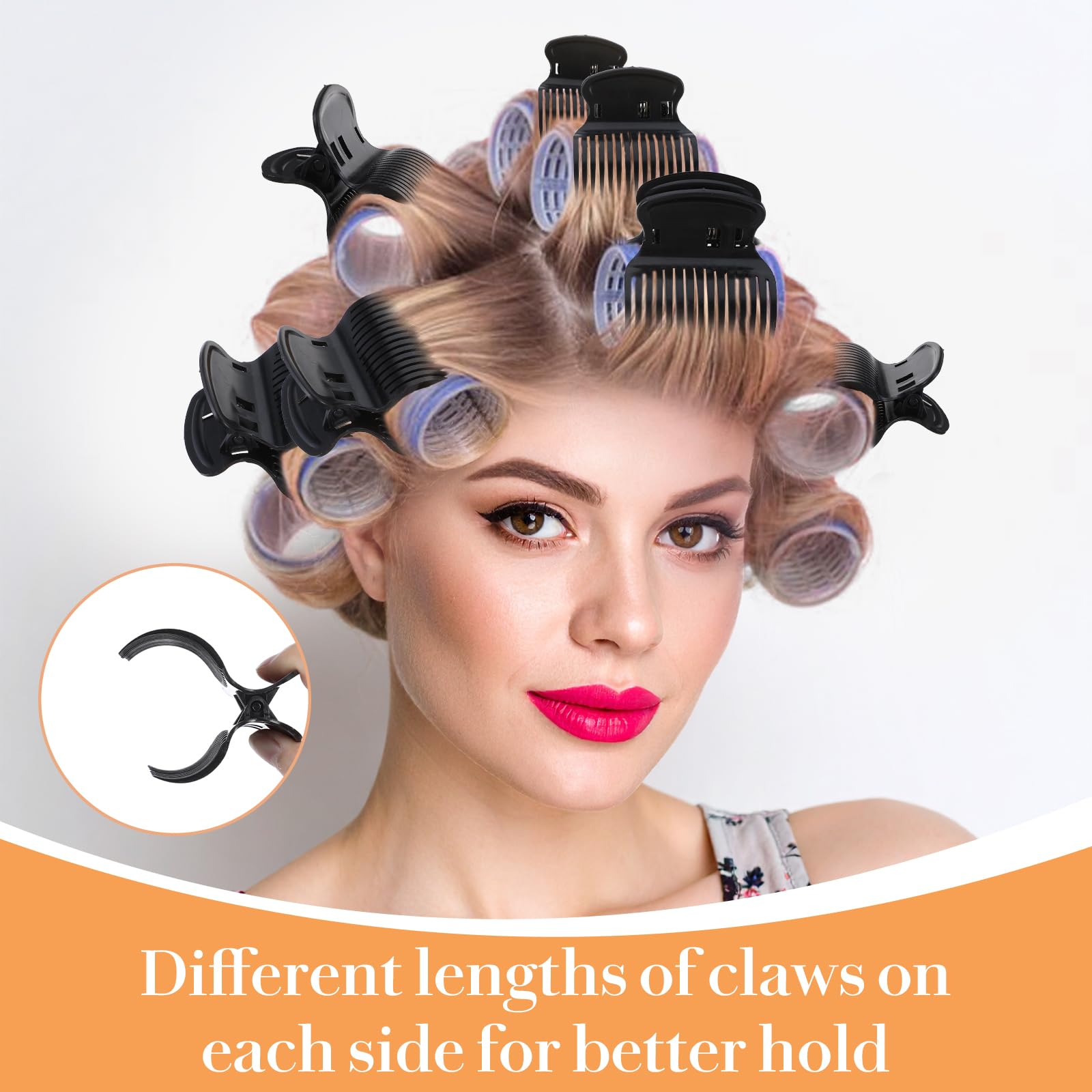 Heclia 12PCS Hot Roller Clips Plastic Perm Insulation Hair Styling Clips Hair Curler Claw Clip Replacement Roller Clip Hairs Section Styling Safety & Heated Resistance Lightweight for Women Salon - Image 4