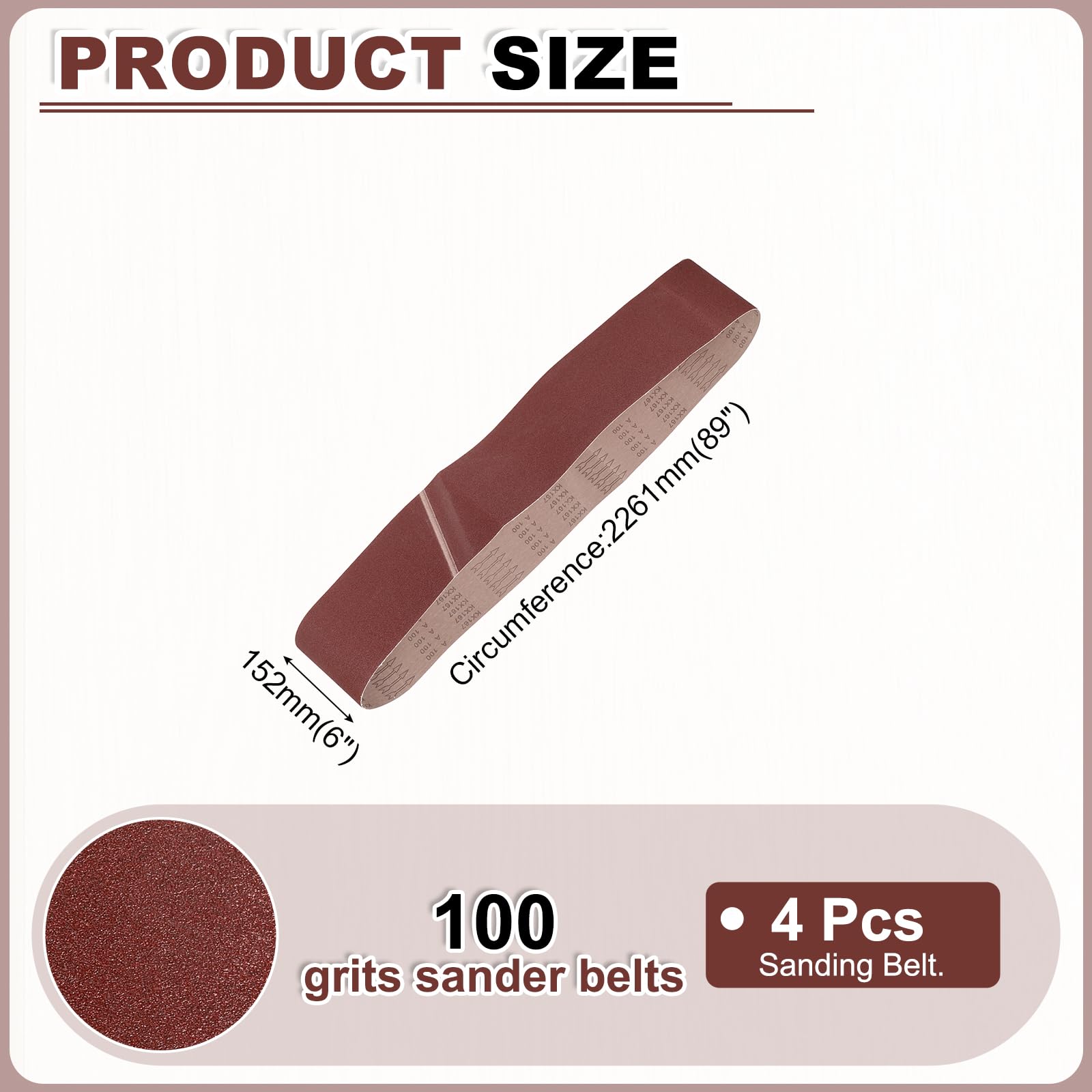 QUARKZMAN 152mm x 2260mm Nastri Abrasivi, 4Pz 100 Grana Carta Vetrata per Levigatrice Ossido di Allumina Per Lavorazione Legno, Lucidatura Metalli, Affilatura Coltelli