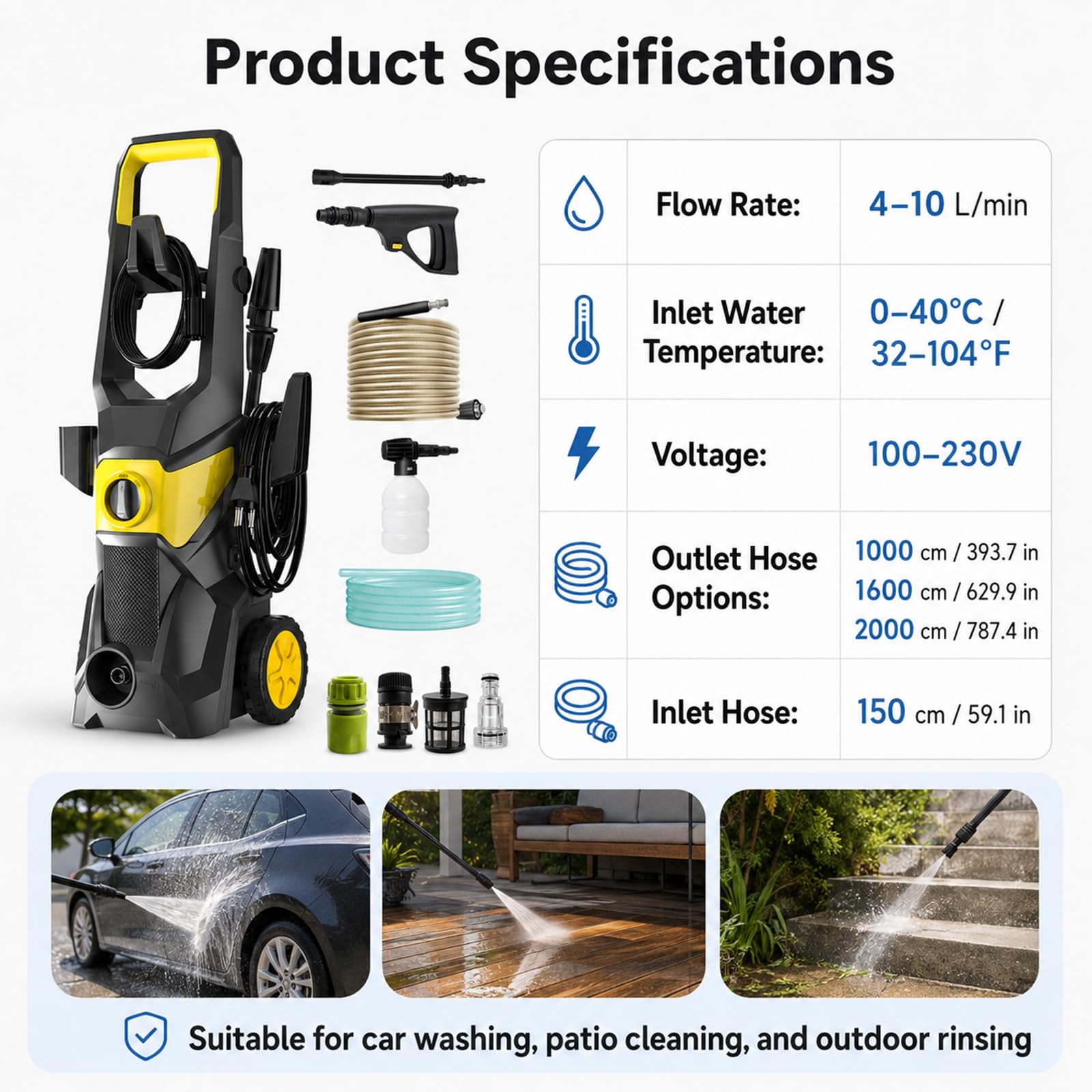 Idropulitrice ad Alta Pressione, Portatile per Auto, Terrazzo, 3 Modi
