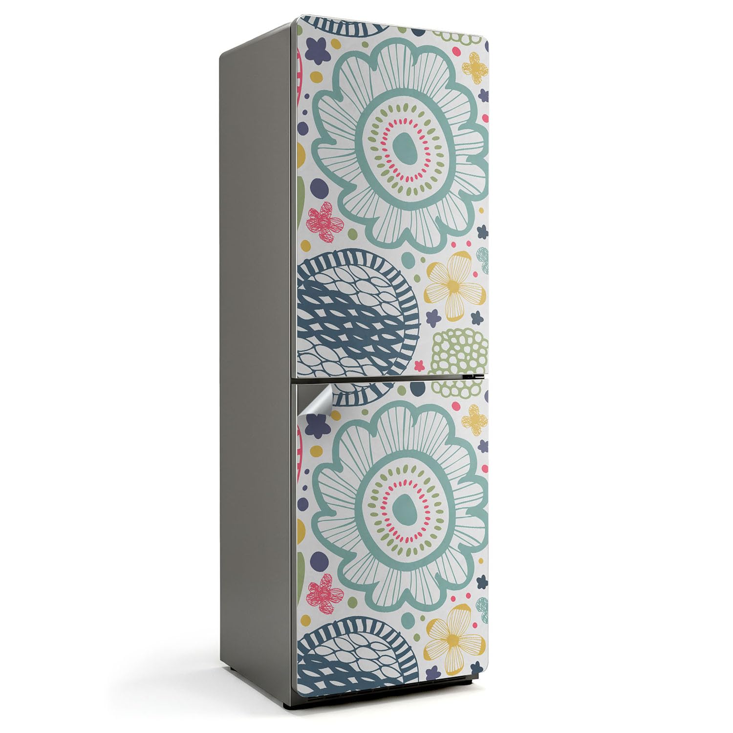 Sticker Porte Réfrigérateur 60x190 Couvrant Entièrement Adhésif Floral Frigo