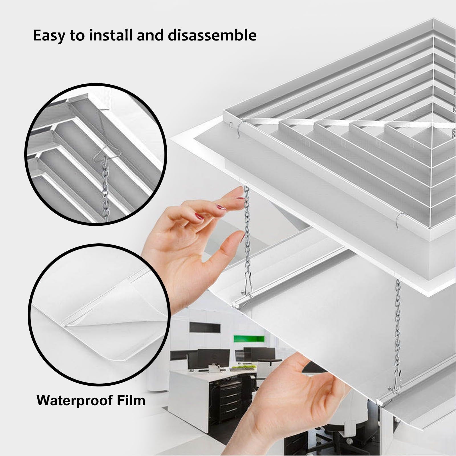 Deflettore del Condizionatore D'Aria for Aria Condizionata Centralizzata a Soffitto Inclinazione Regolabile Installazione Facile Impedisce All'Aria Fredda di Soffiare Dritta(Bianco)(60x60cm)