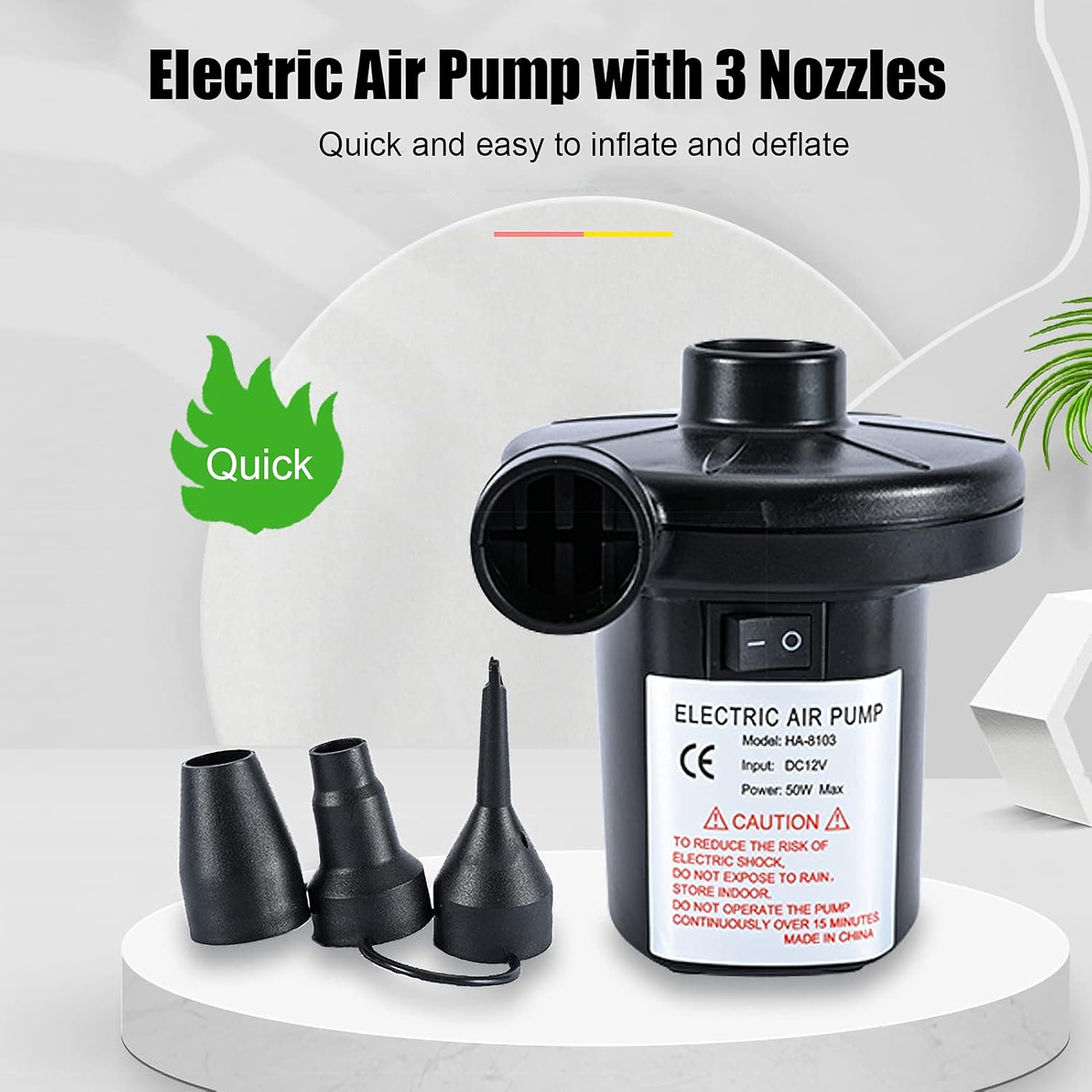 Galapara Electric Air Pump,Electric Air Pump with 3 Nozzles Portable Quick Air Pump for Inflatables Air Mattress Air Bed Pool Toy Swimming Ring : Home & Kitchen