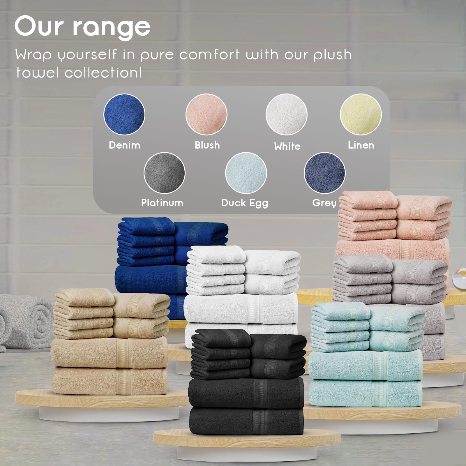 Toallas de baño de algodón de bambú de alta calidad, naturales, súper suaves y ultra absorbentes (blanco, juego de toallas de baño - 8 piezas)