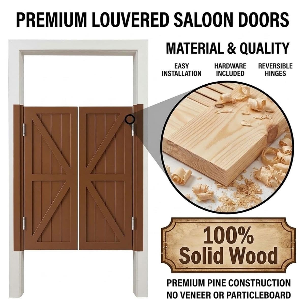 Puerta abatible de madera, Puerta batiente doble, Puertas de Bar de Salón