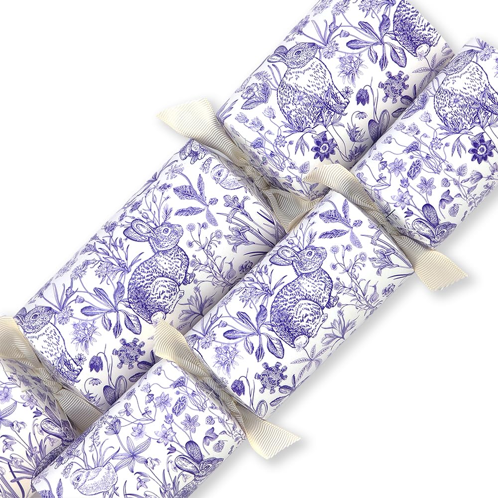 That's Crackers Blue Easter Toile De Jouy | 6 Standard Crackers & Ribbon | Make Your Own