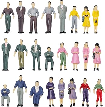 50 Pcs 150 Scale Seated Standing Model People Figures with 6 Benches for Train Railway Layouts, Plastic Model Passenger Set for Sand Table Scene Decoration