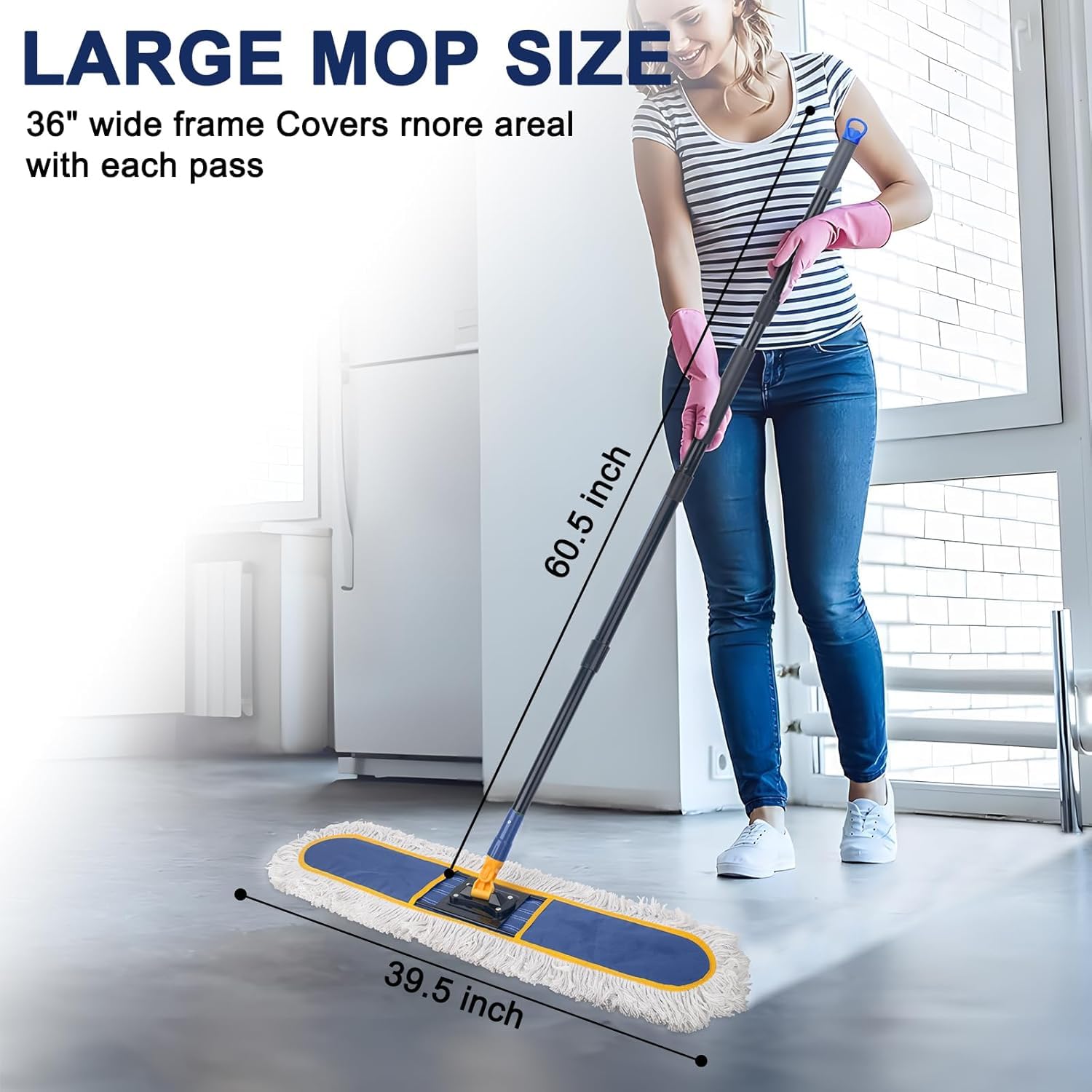 KeFanta Mocio industriale da 91 cm, mocio per pavimenti in microfibra extra large, spazzatrice per pavimenti per la pulizia di magazzini, hotel e case