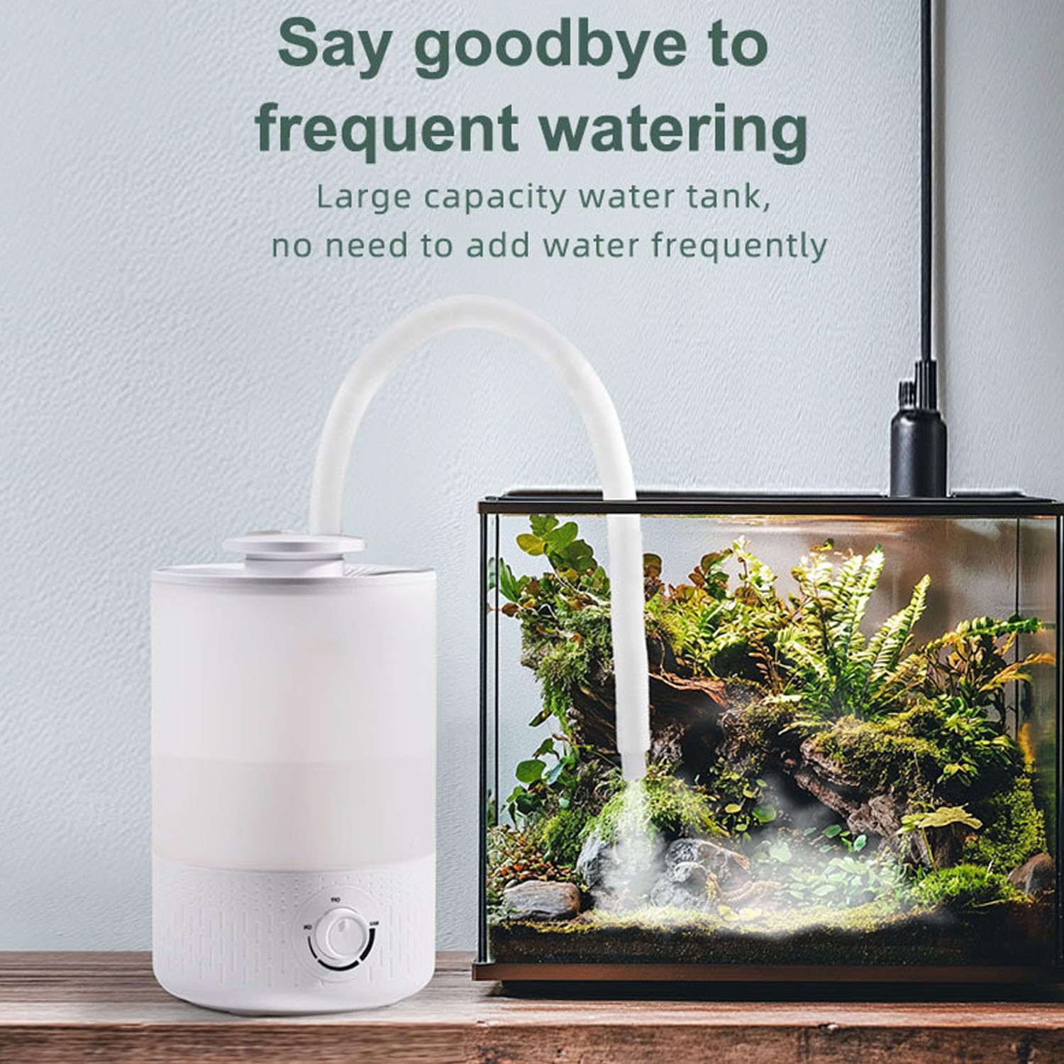 Humidificador nebulizador para reptiles, 4 L con doble tubo de extensión, niebla pesada para alta humedad, creando un ambiente de selva tropical para anfibios, tortugas y ranas