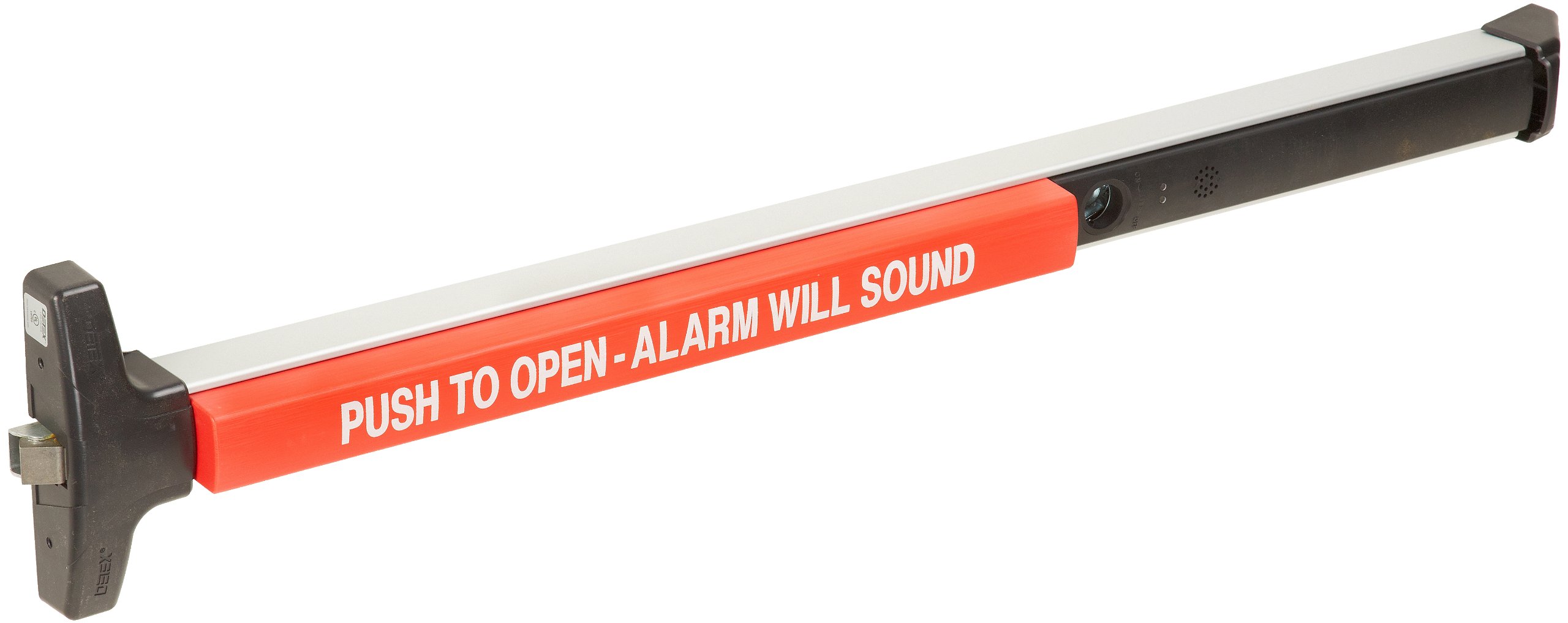Detex Rim Exit Device for 48" Wide Door, Exit Alarm with 9 Volt Battery, Clear Anodized Aluminum Fin
