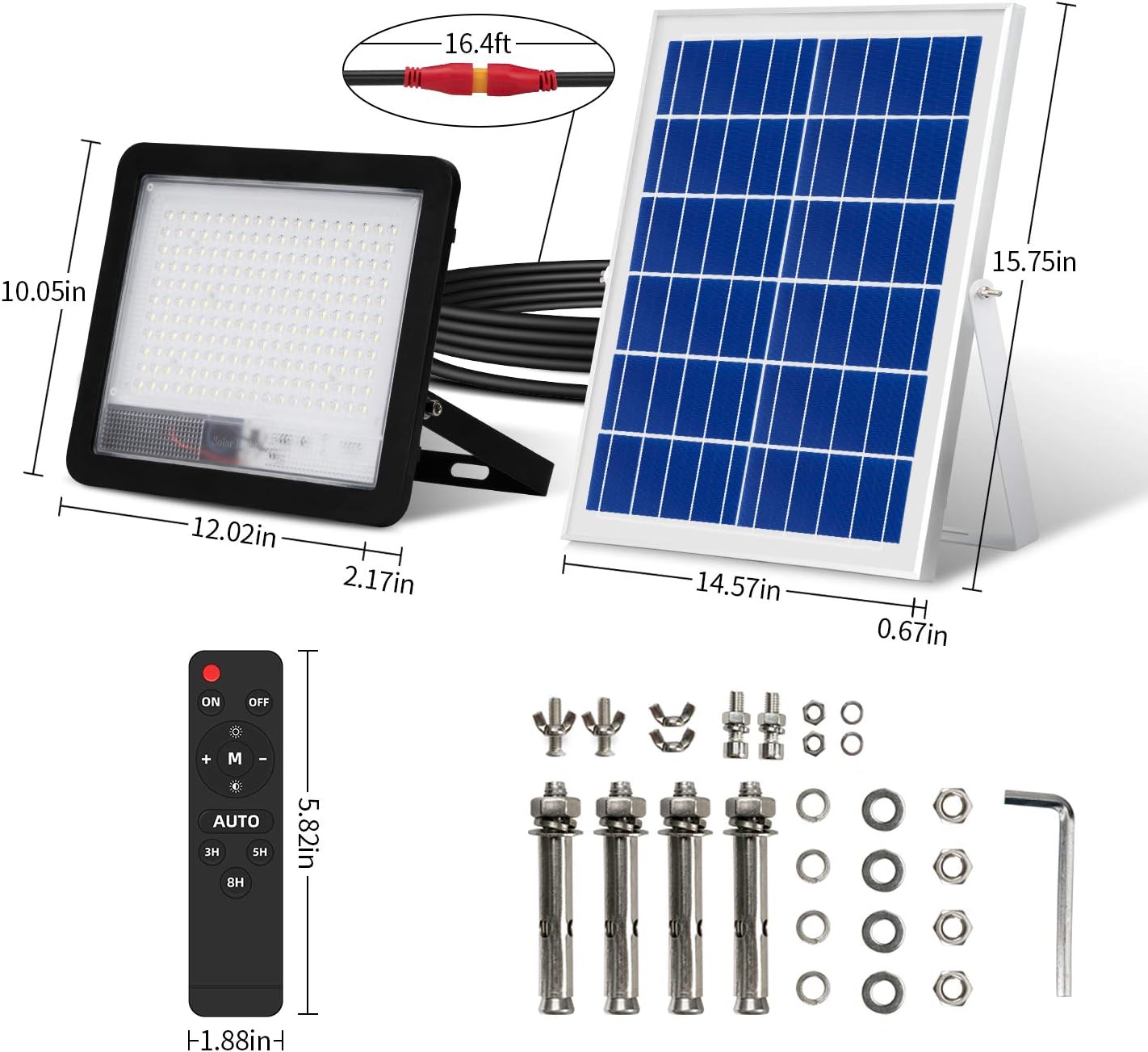 Rеvіеw LED Solar Flood Light Outdoor 200W LED Solar Street Security Light IP66 Waterproof Auto Dusk to Dawn with Remote 1500LM 6500K Cool White Wall Light for Road Yard Garden Pathway Pool Lawn Flag Pole