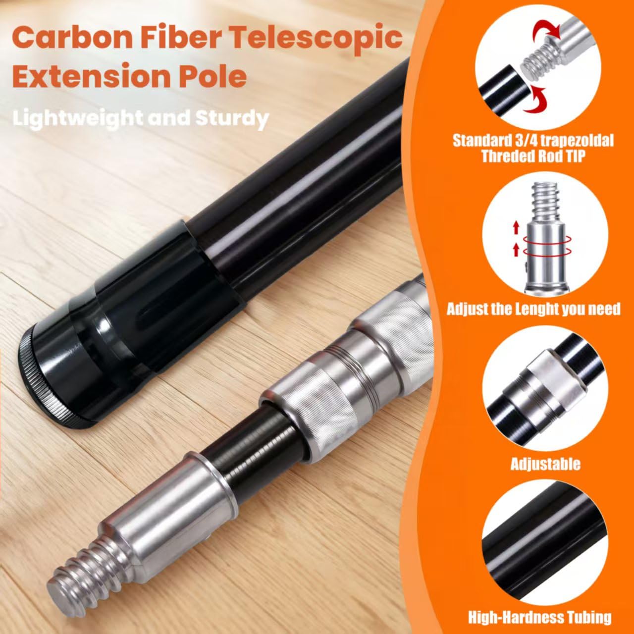 Staubwedel Teleskop 8m Carbonstange Ausziehbar für Spinnweben & Hohe Decken