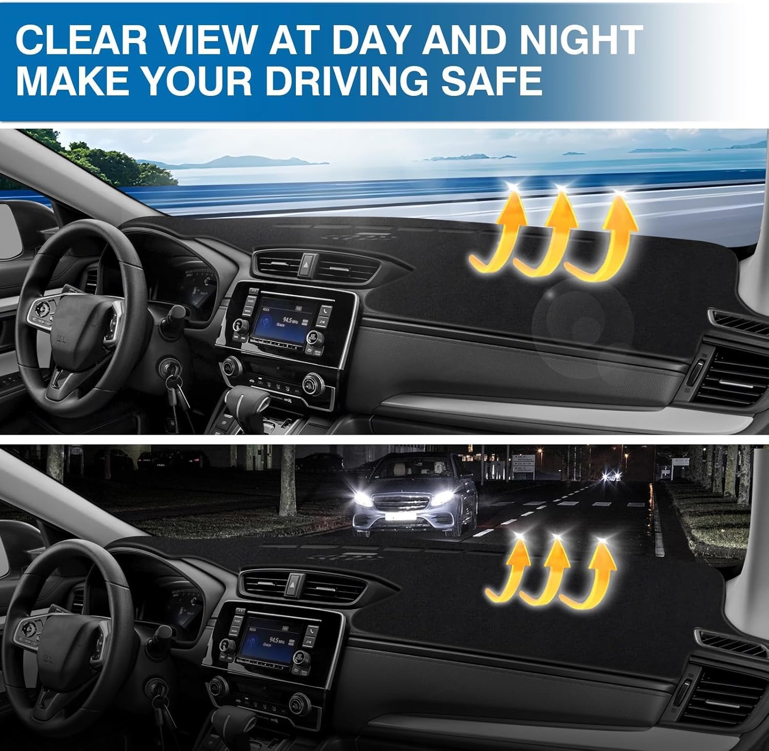 KUST Black Dash Cover for Honda CR-V CRV 2017-2022 Left Hand Driving Non-Slip Dashboard Cover Interior for CR-V CRV Accessories Custom Fit Dash Mat Sunshade Windshield Glare