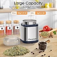 Vista 6 de Molinillo de Hierbas Molinillo de Especias, Molinillo de Hierbas de 200 W con Cuchilla de Acero Inoxidable y Cepillo de Limpieza, Molinillo