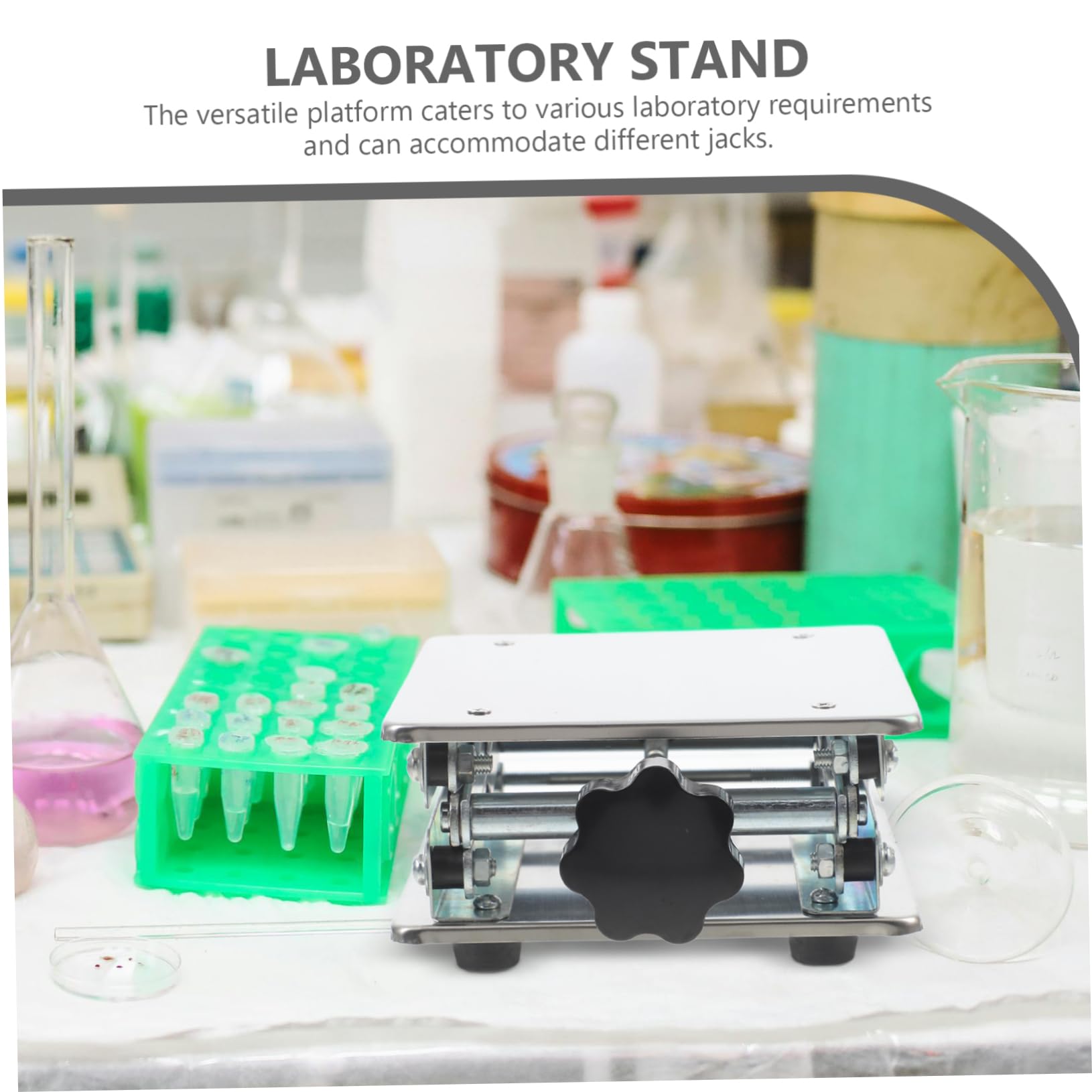 Alipis Table Élévatrice en Acier Inoxydable pour Cric de Laboratoire, Commande Manuelle, Plateforme Polyvalente, pour Verrerie et Matériel de Laboratoire