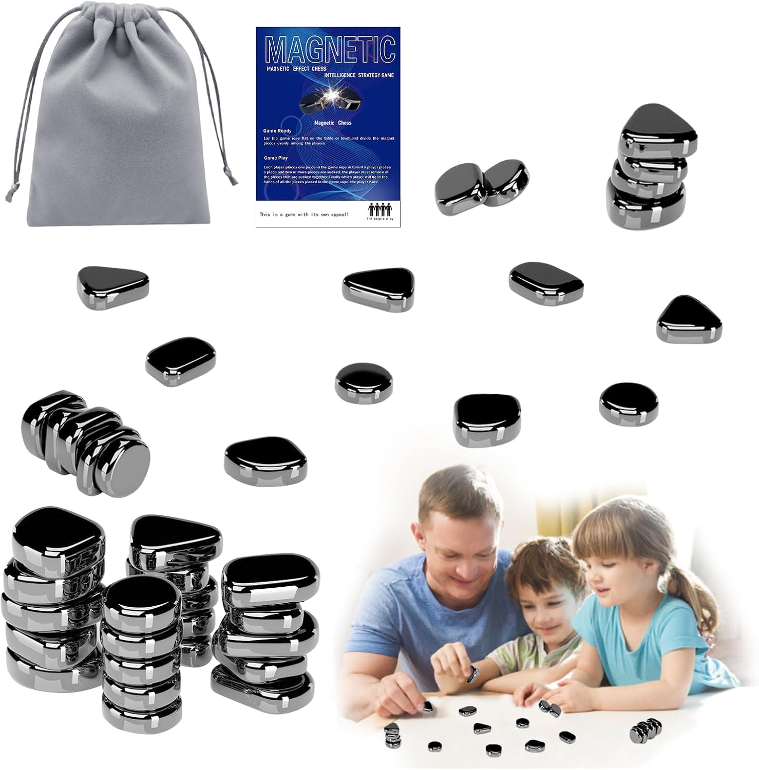 Magnetic Chess Game, Logic Training Board Game, Adults Magnetic Chesss Set with 20 Pieces Chess, 1Gameplay Manual, and 1 Pouch, Portable Adult Perfect for Family Gatherings