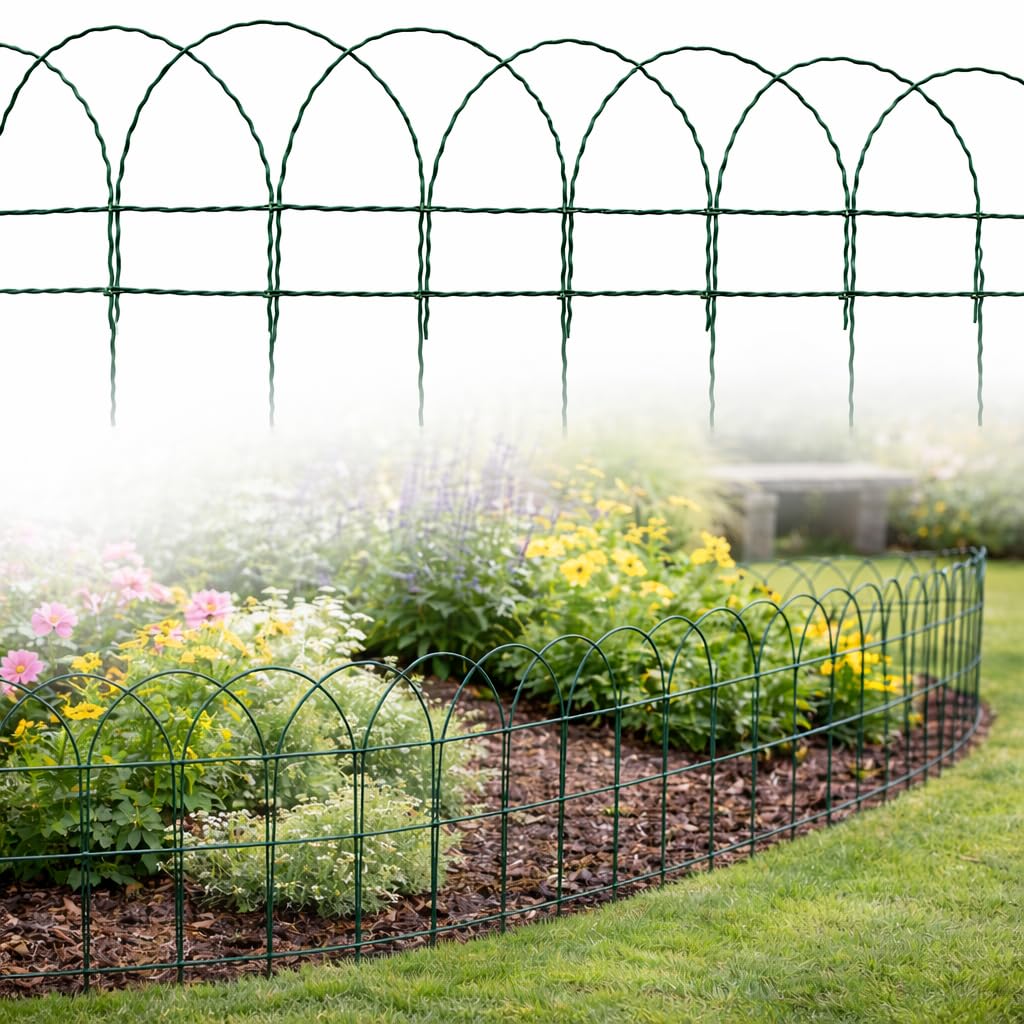 Garden Mile Garden Edging Border 10m x 0.25mm – Flexible PVC Coated Wire Border Fence, Hoop Top Lawn Edging for Flower Beds, Paths & Garden Borders