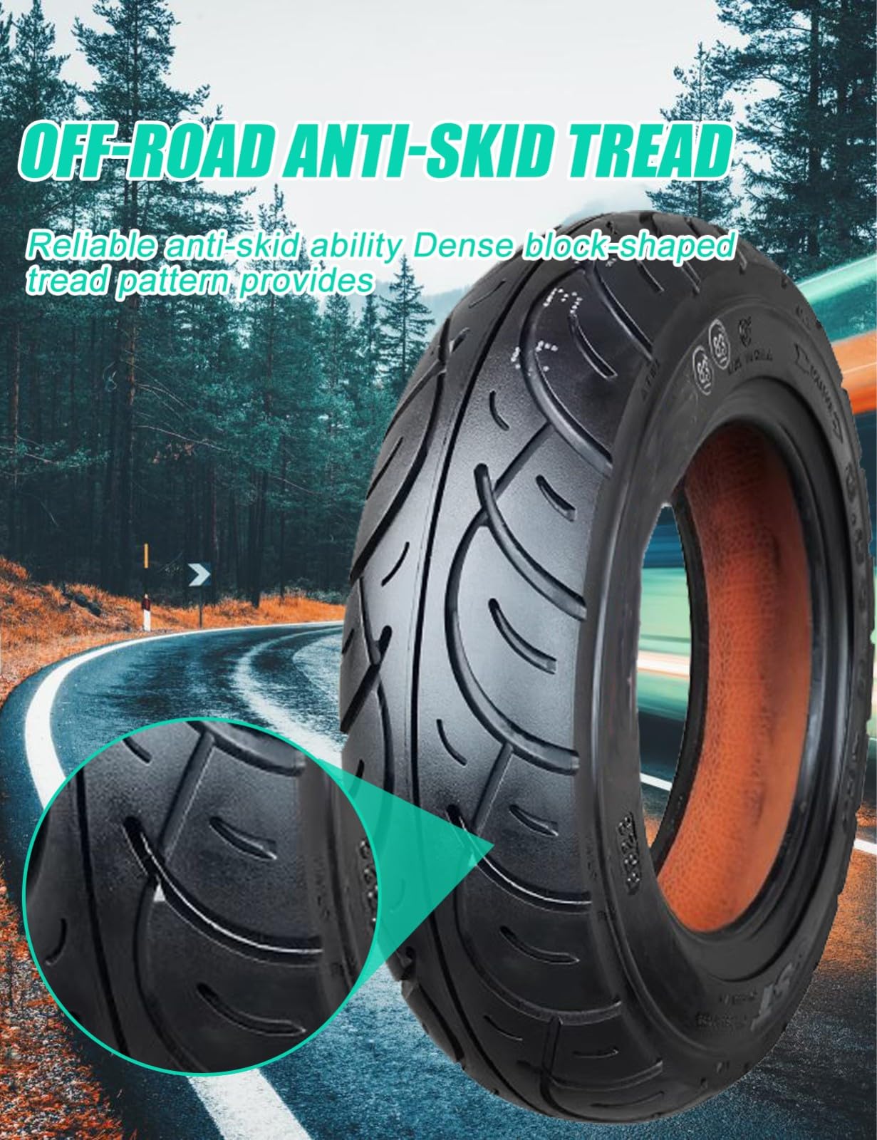 Neumático sin cámara 3.00-8 para scooter, neumático todoterreno 3.00x8 para motocross, compatible con llantas de 8 pulgadas, neumático 3.00-8, 8 P.R. 45J, 300 KPA