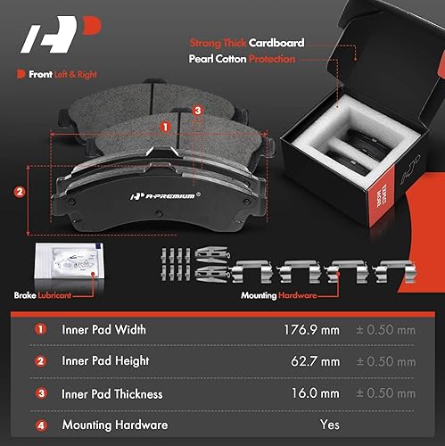Miniatura 3 de A-Premium Rotores de freno de disco perforados y ranurados delanteros de 12.01 pulgadas (12.008 in) + kit de pastillas de cerámica compatible con