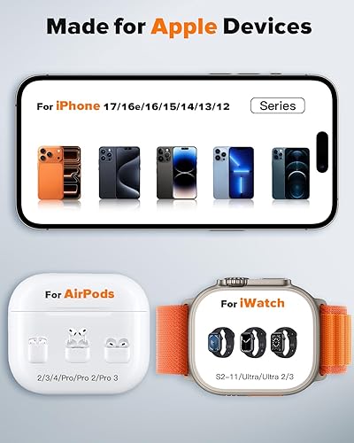 Miniatura 4 de Estación de carga 3 en 1 compatible con cargador Magsafe Soporte de cargador inalámbrico para iPhone 17 16e 16 15 14 13 12 Estación de carga