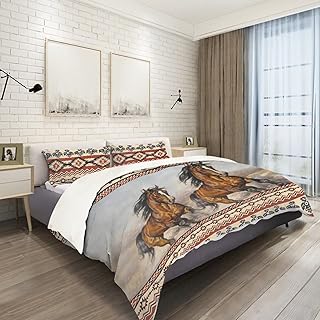 ZFRXIGN Western Horse Bedding Set Queen Size for Bedroom Decor Comforter Set 3 Pieces Bedspread Pillow Cases Kids Bedding Blanket Home Decor Southwestern Aztec